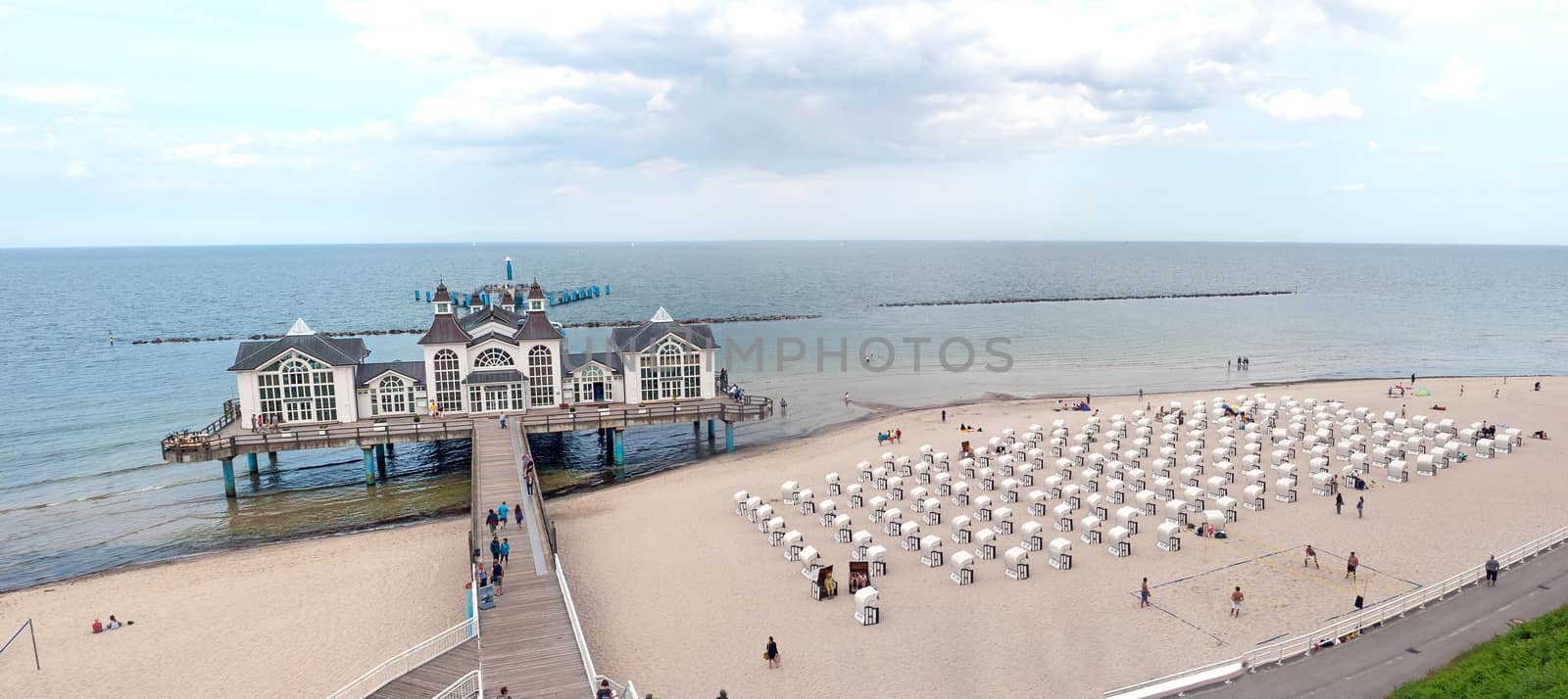 Sellin Seebrücke panorama, a tourist attraction on the island of Rügen.