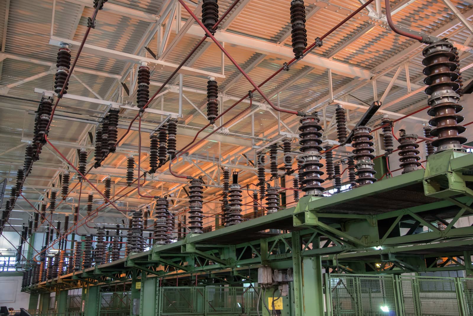 high-voltage electric station, in operation.