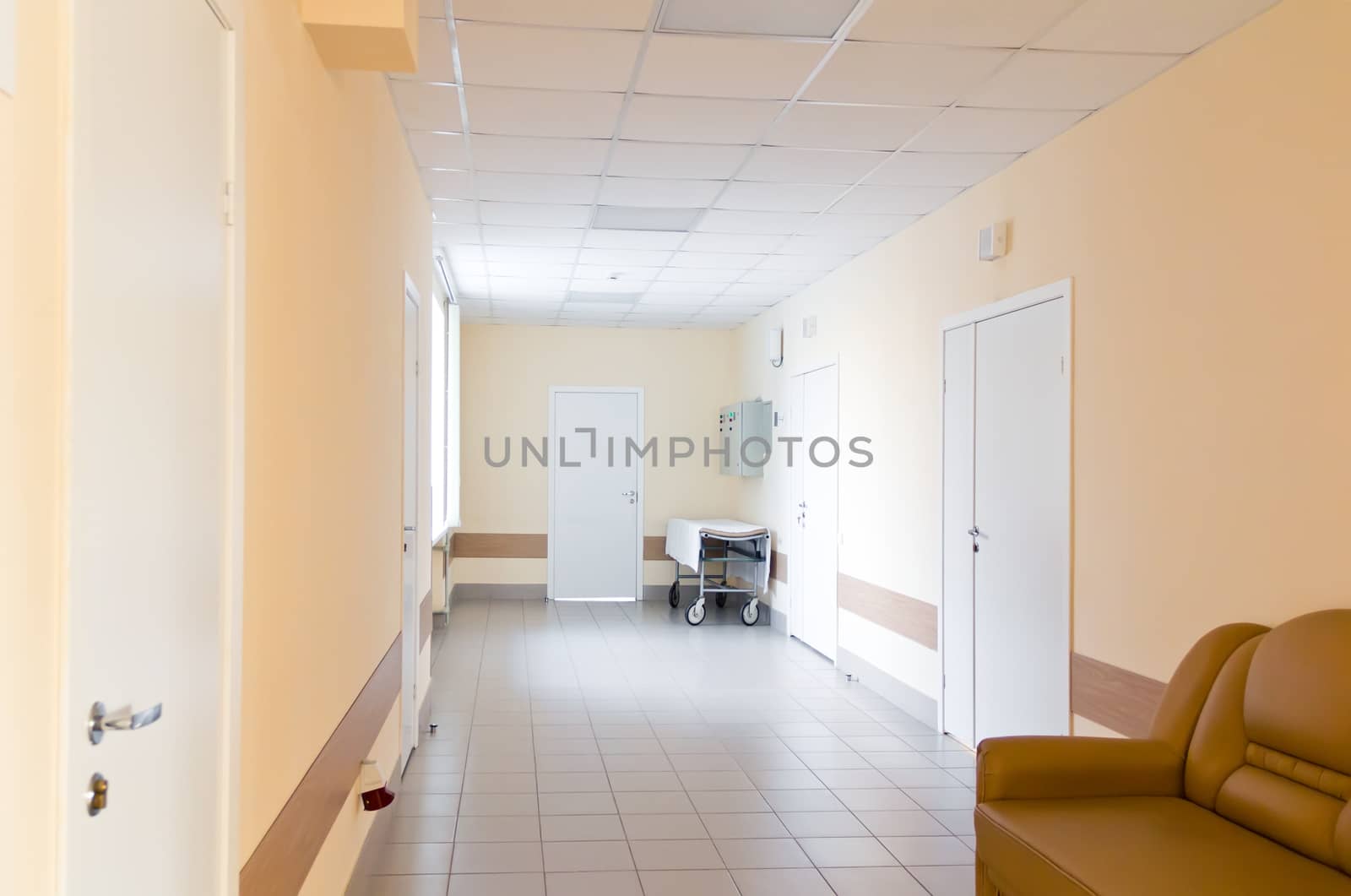 Photo of hospital corridor interior without sicks