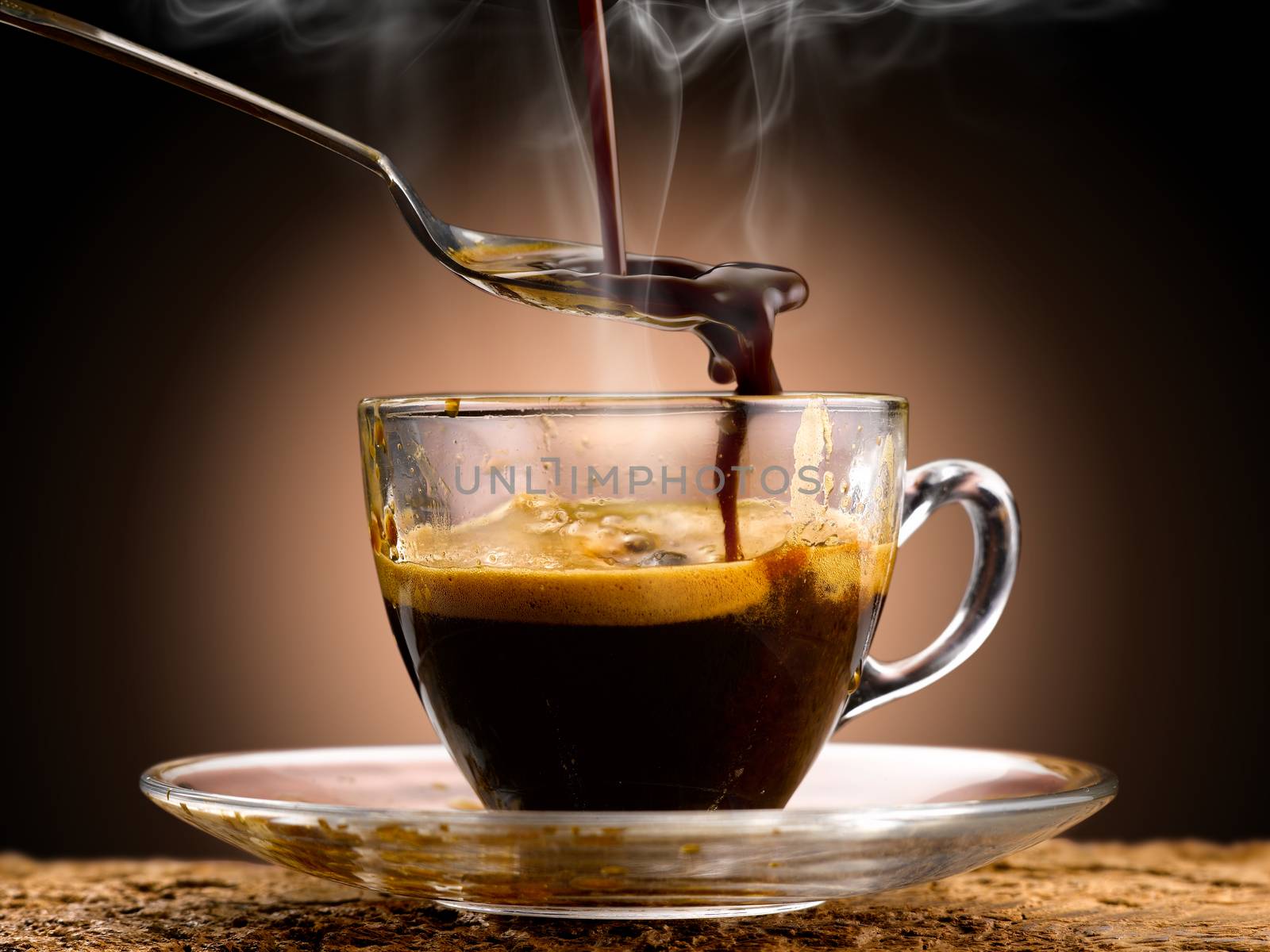 coffee 'poured into a glass cup