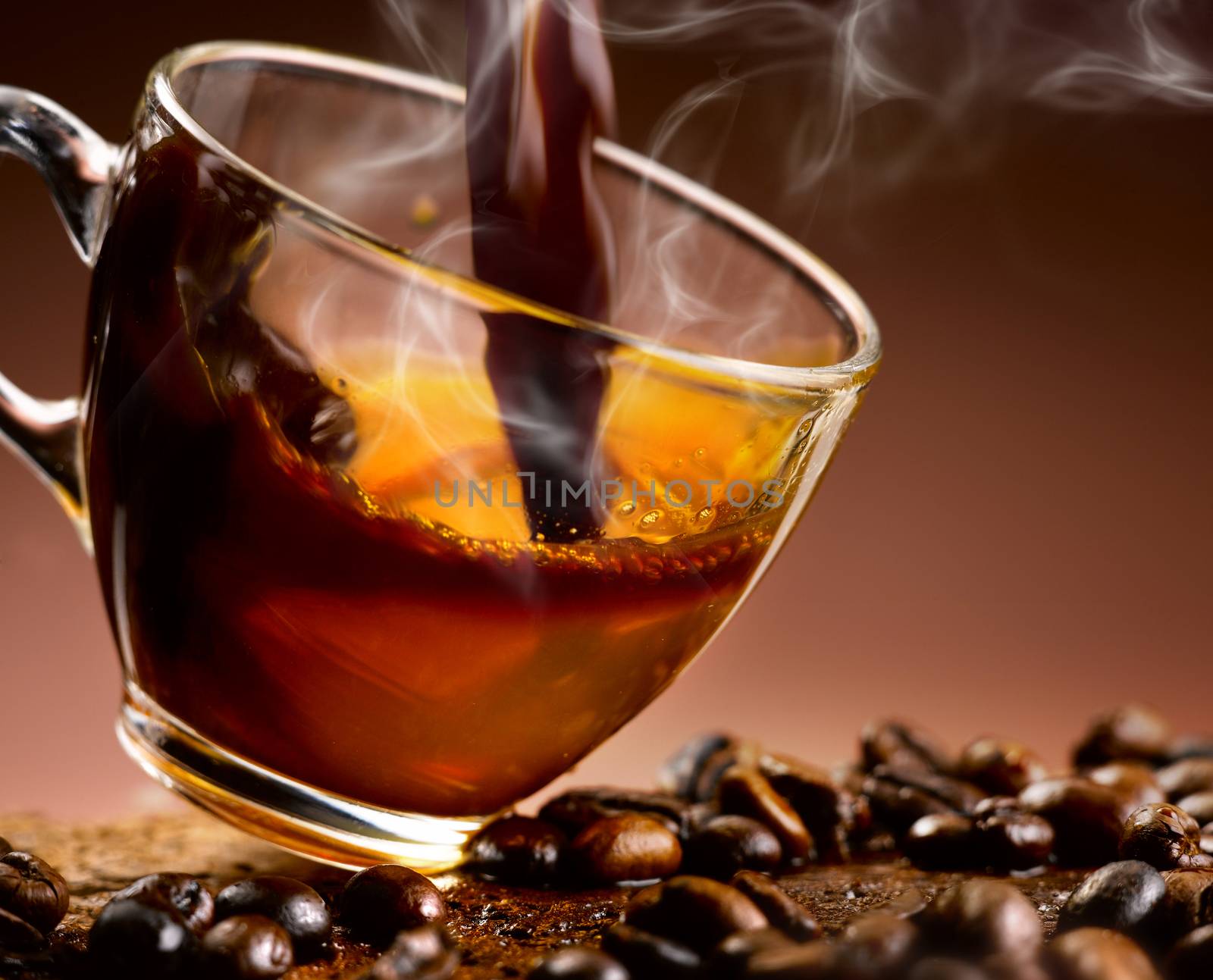 coffee 'poured into a glass cup