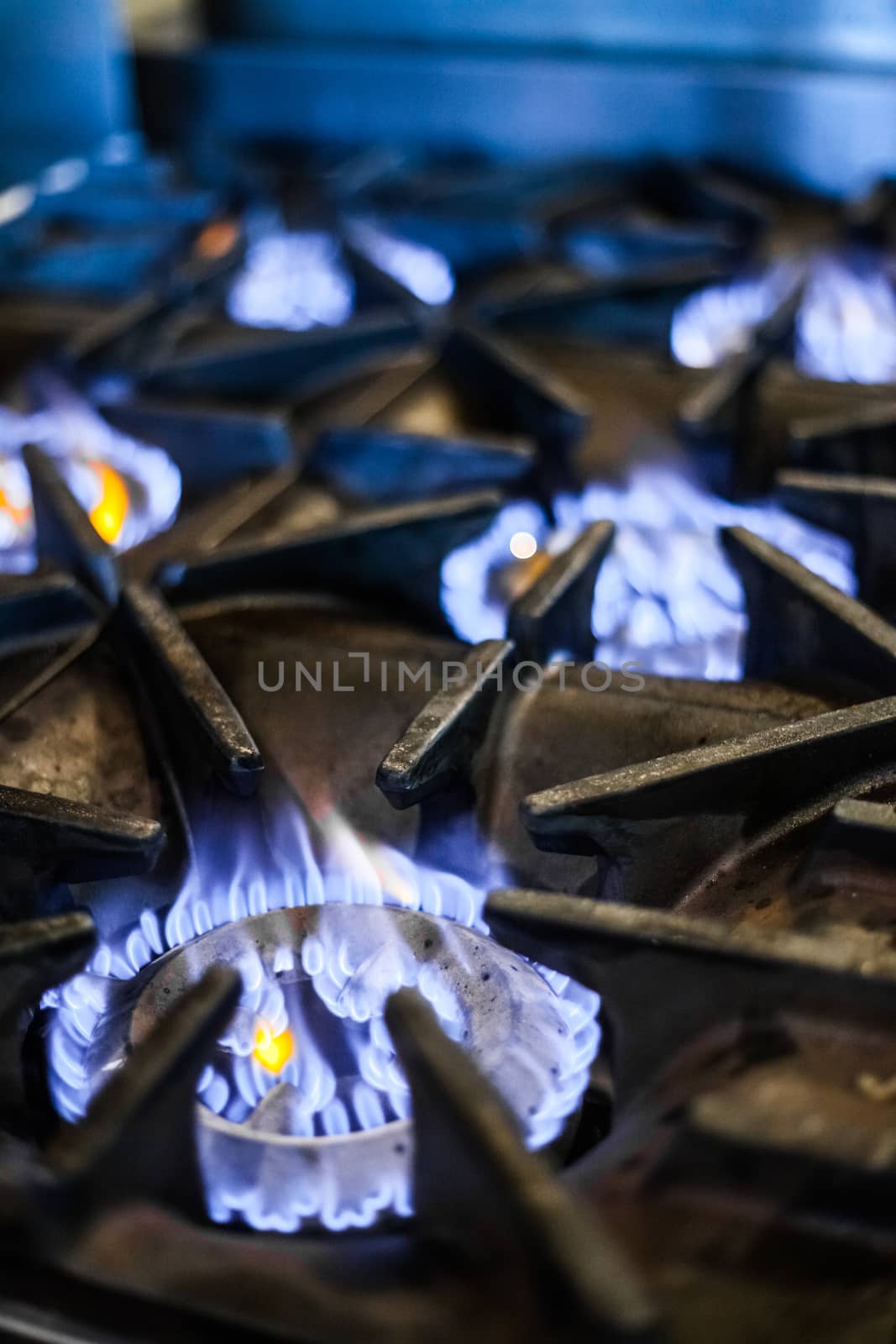 Natural Gas Stove in a Restaurant Kitchen