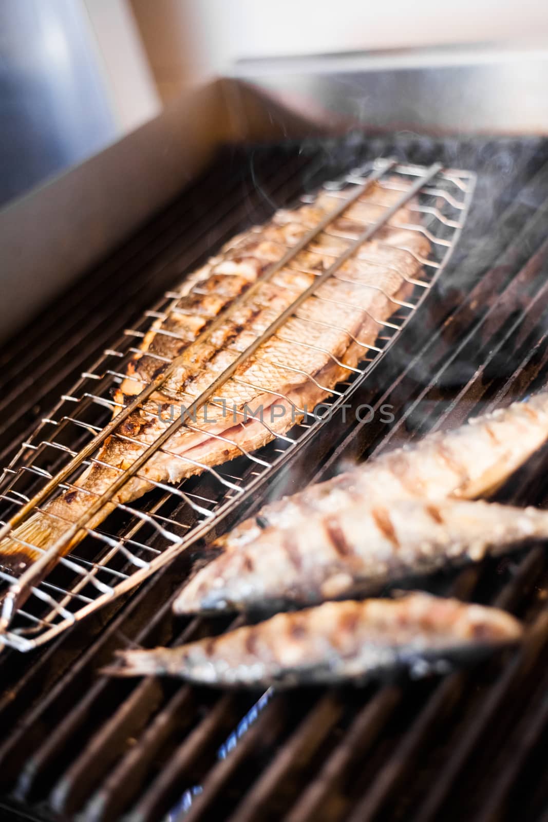 Fish on the grill in a Portugese Restaurant