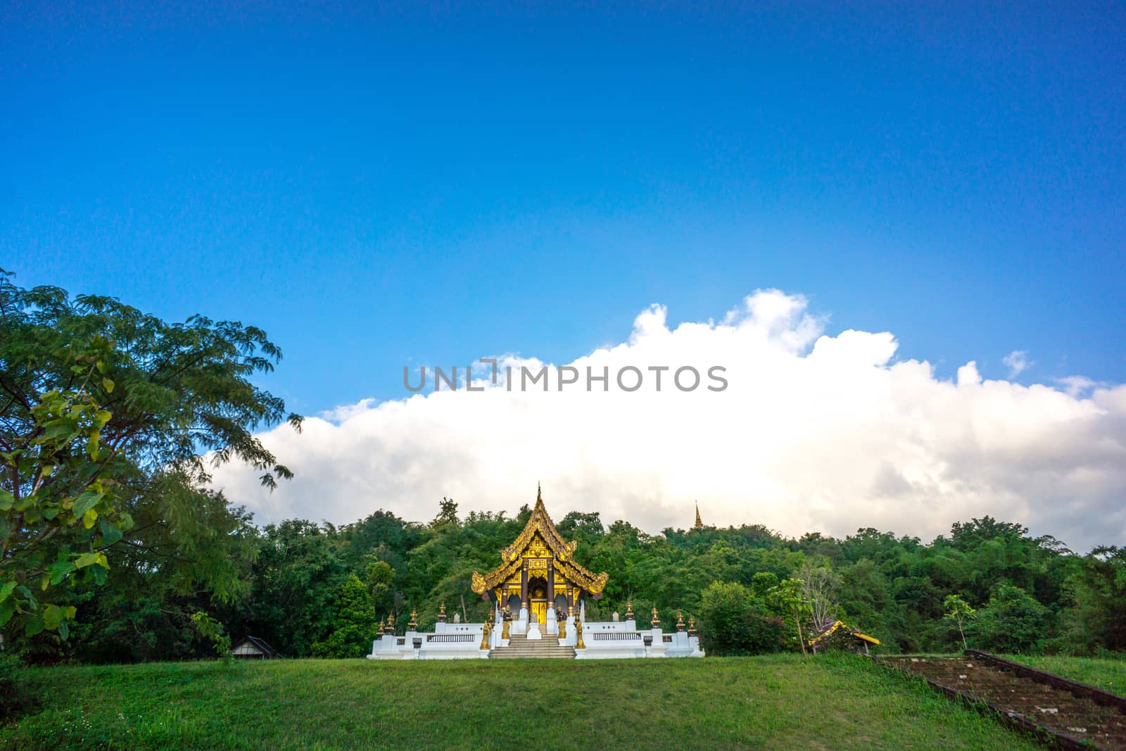 thai style pavilion on clear sky scene,Chiangrai,Thailand