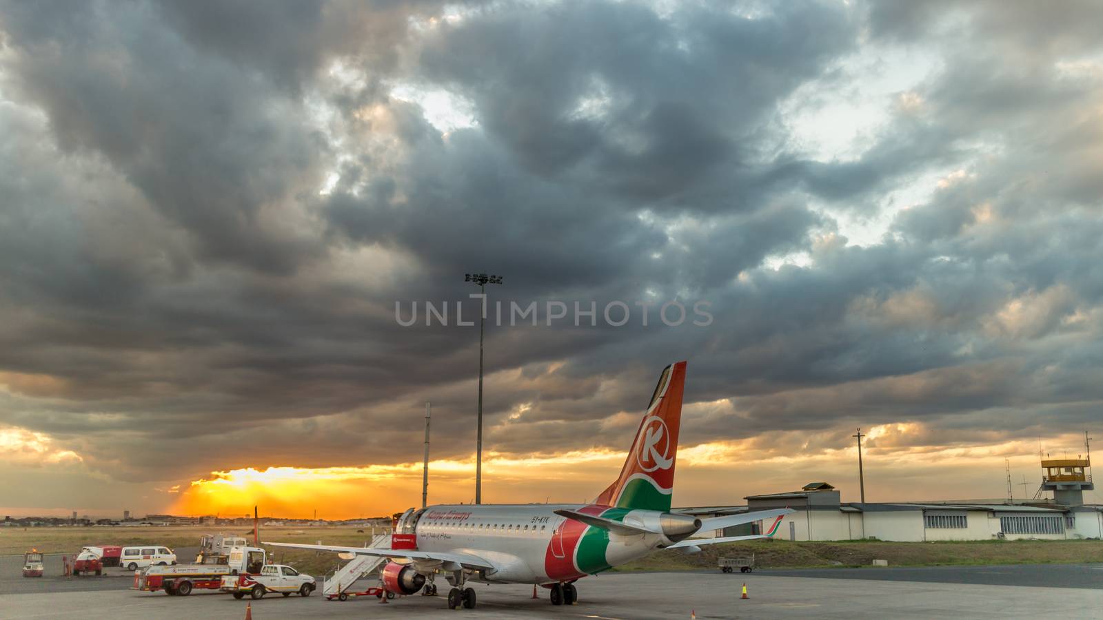 The Boeing 787 dreamliner, the latest edition for Kenya Airways, parked at Jomo Kenyatta airport in Nairobi, Kenya