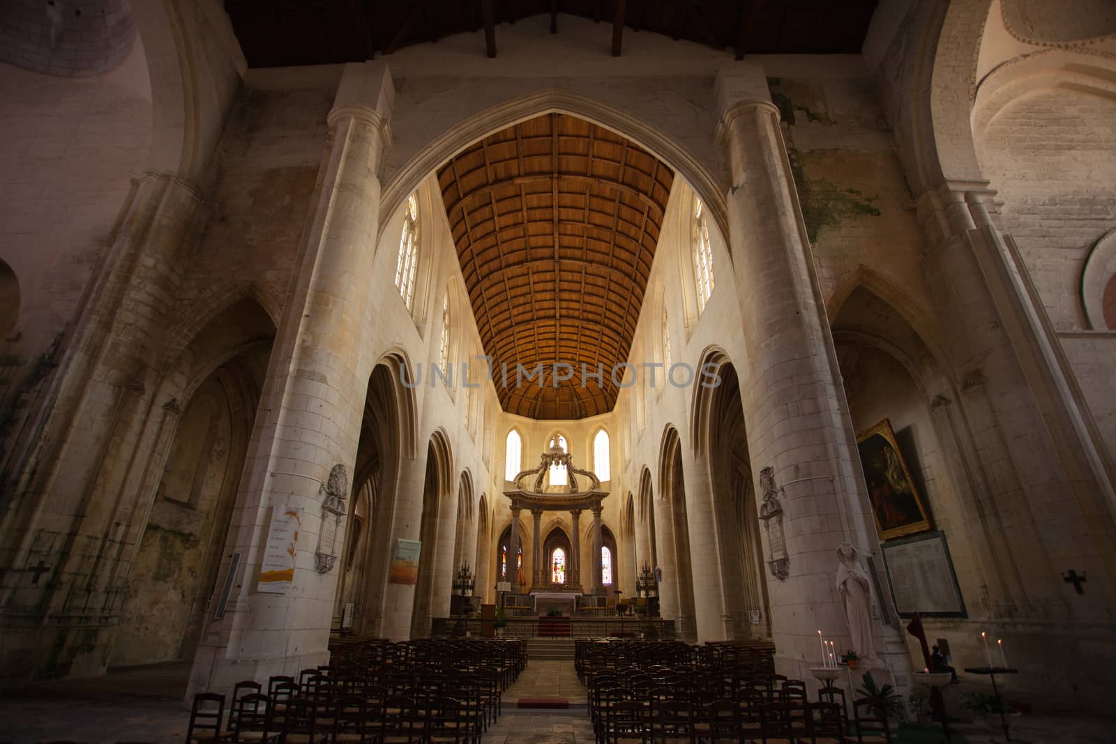 Inside view of the Saint Pierre Cathedral in Saintes France