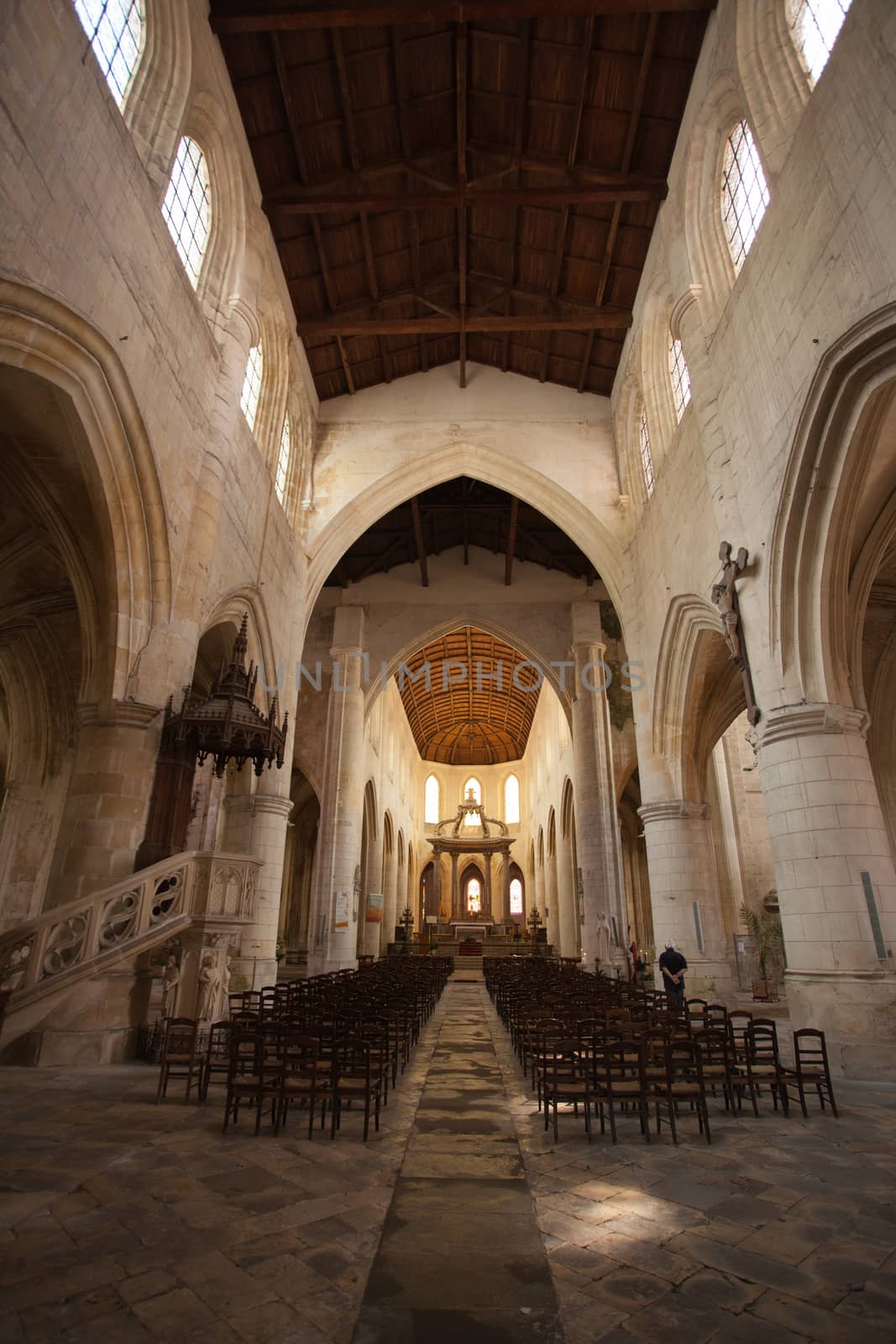 Inside view of the Saint Pierre Cathedral in Saintes France