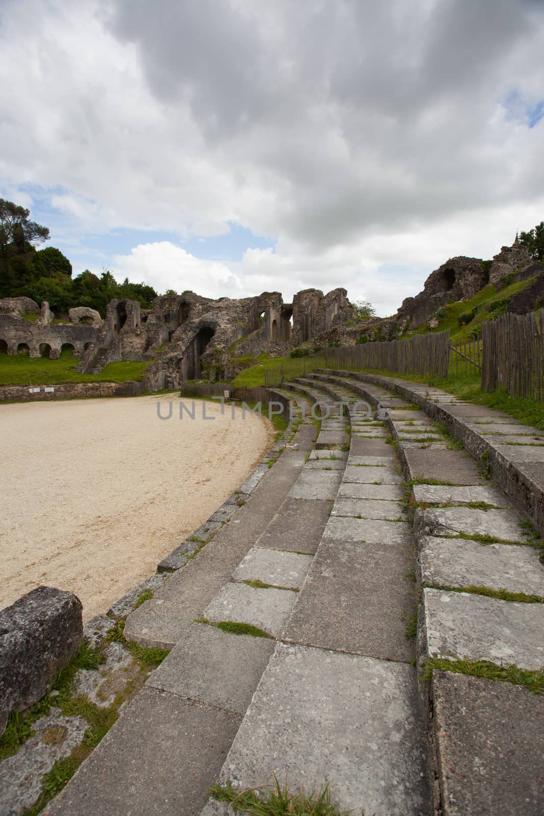 Ruins of roman amphitheater in Saintes ,France