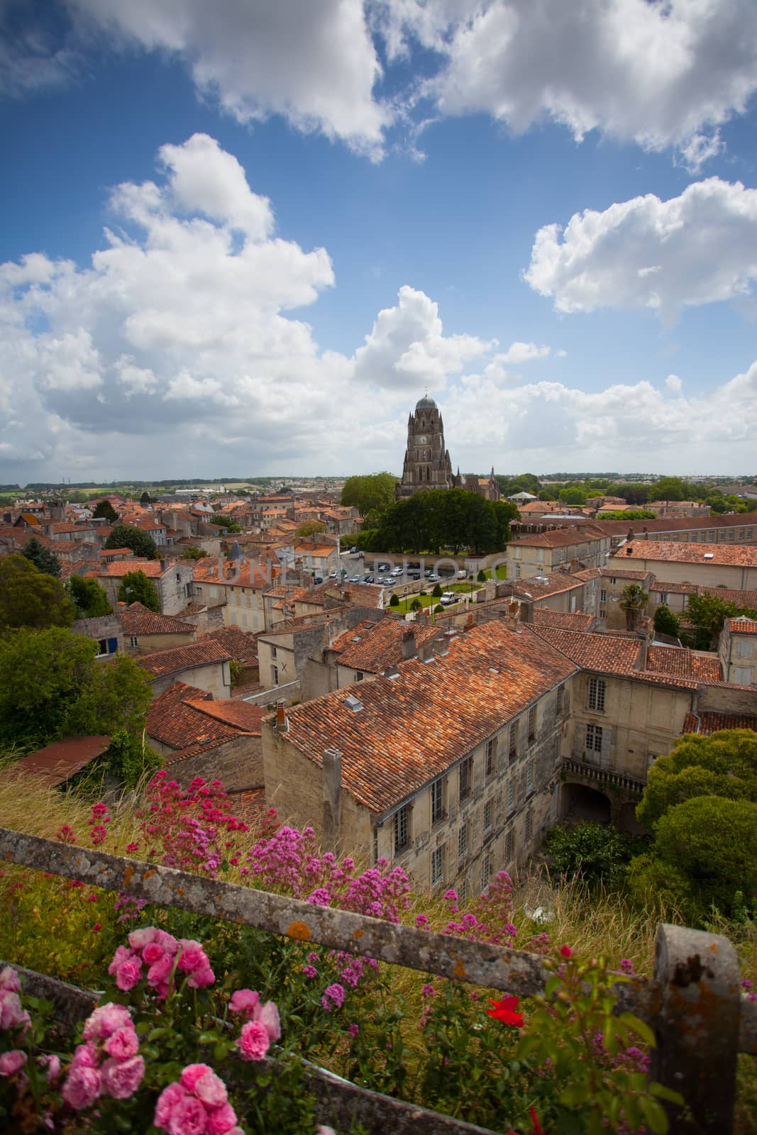 Panoramic view of the town of Saintes in France