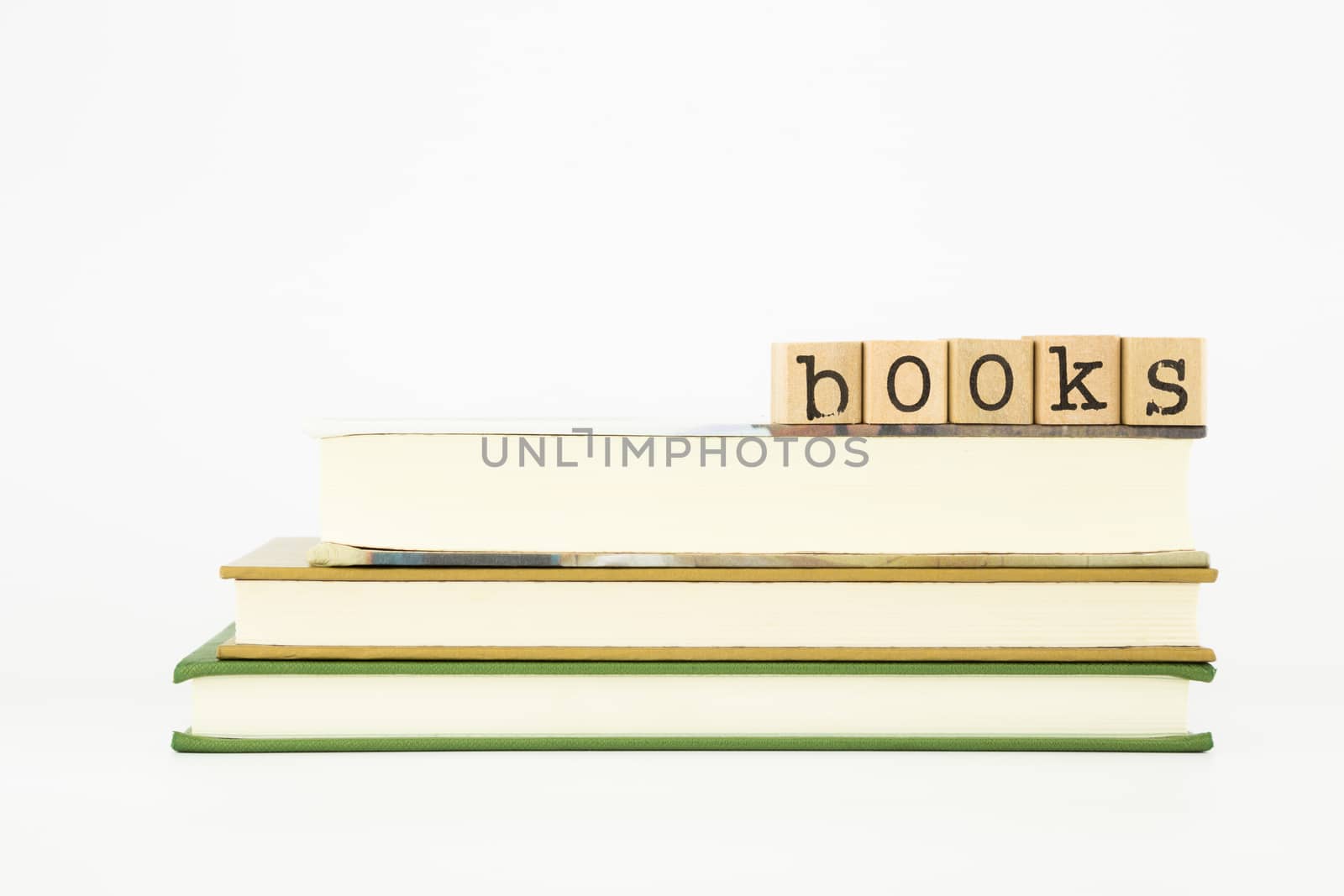 books word on wood stamps stack on books