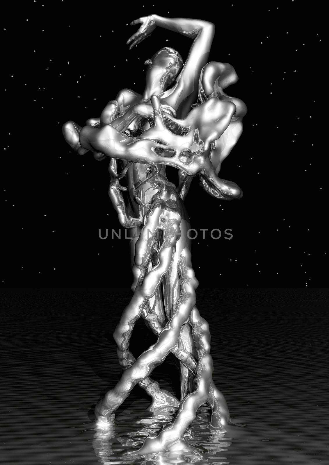 3D Illustration of a liquid Female