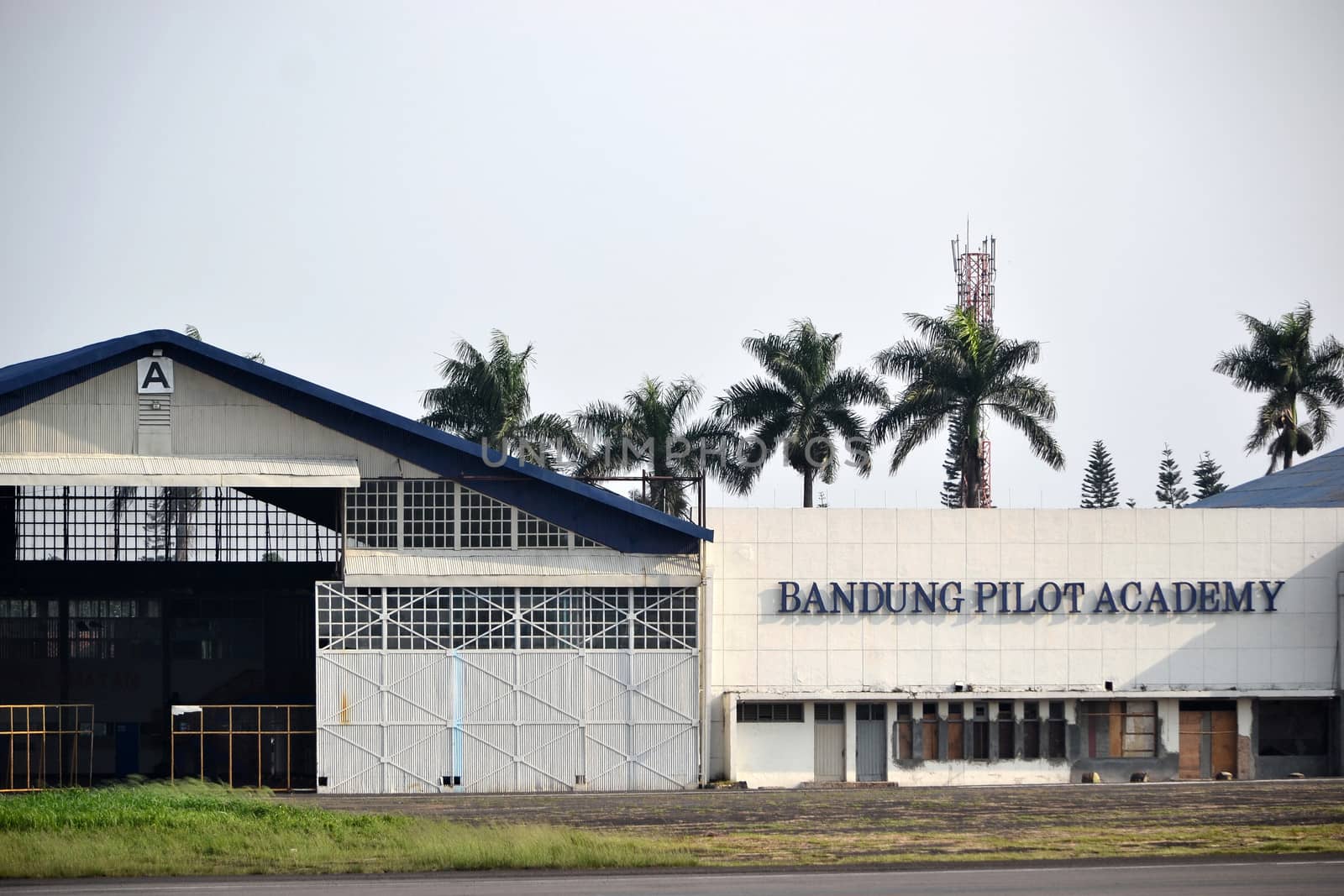 bandung, indonesia-june 16, 2014: bandung pilot academy building that located in husein sastranegara airport bandung.