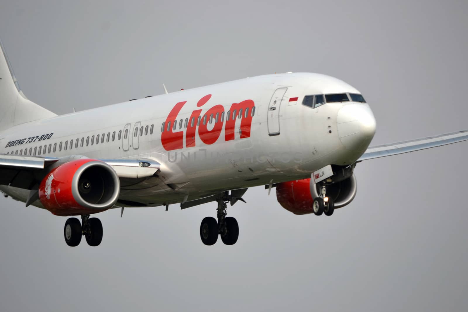 bandung, indonesia-june 16, 2014: Lion Air airplane taking manoeuvre on husein sastranegara airport bandung.