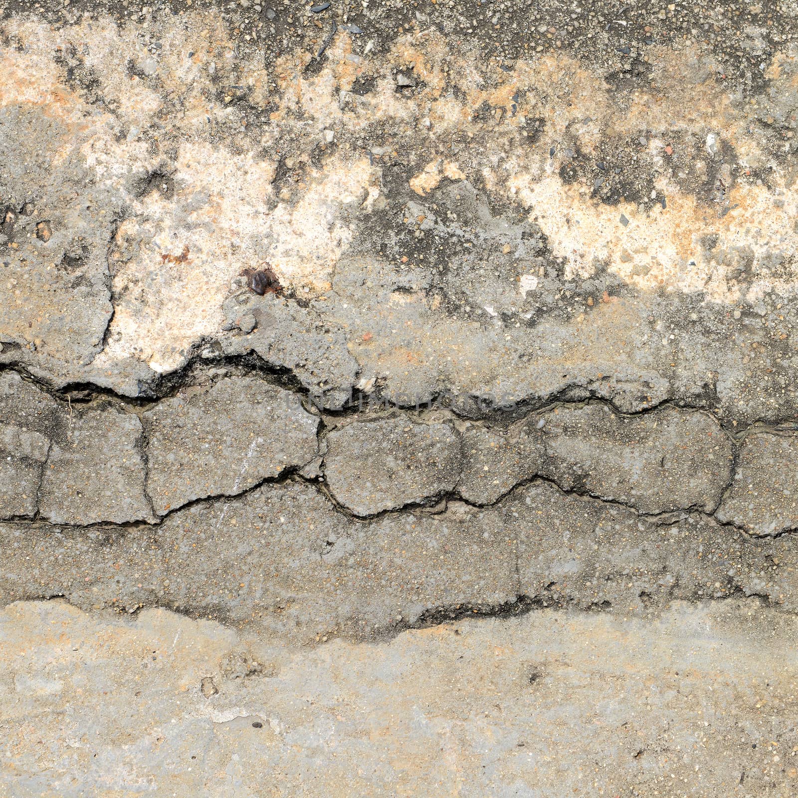 Composition of cracked concrete texture closeup background. 