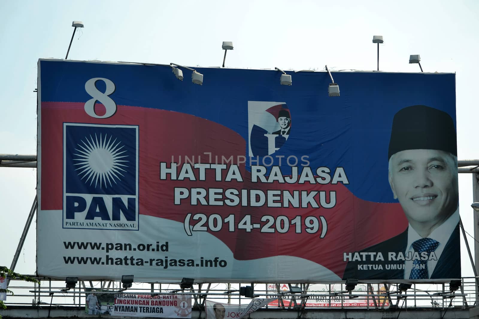bandung, indonesia-june 16, 2014: hatta rajasa political billboard shown for indonesian election 2014