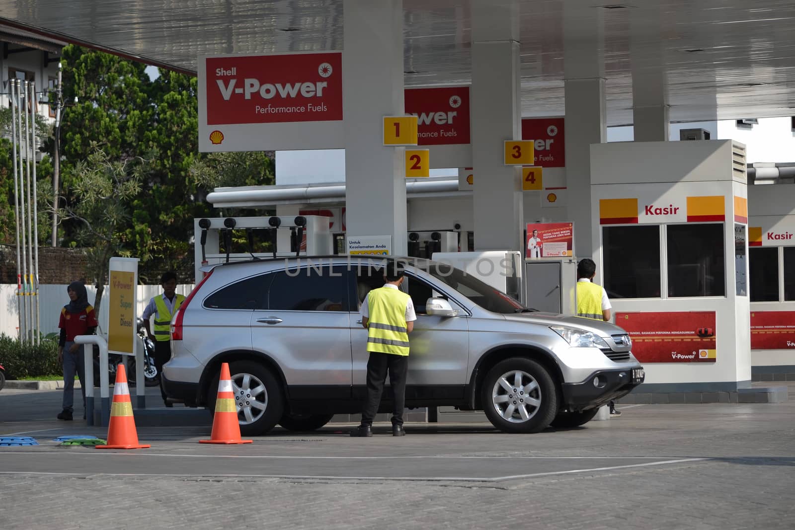 bandung, indonesia-june 16, 2014: shell gas station that located in pasteur area-bandung.