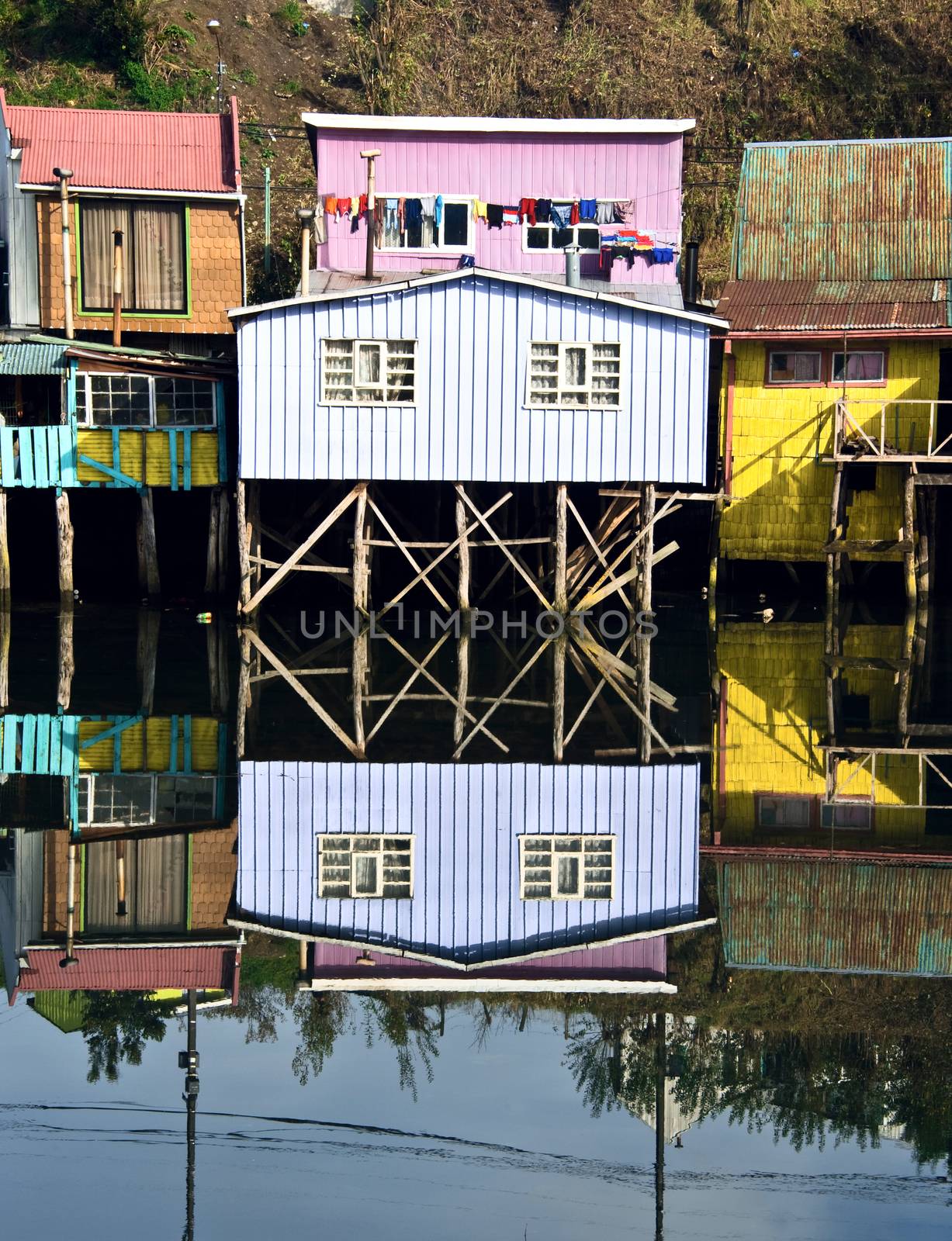Palafito houses above the water in Castro, Chiloe, Chile by xura