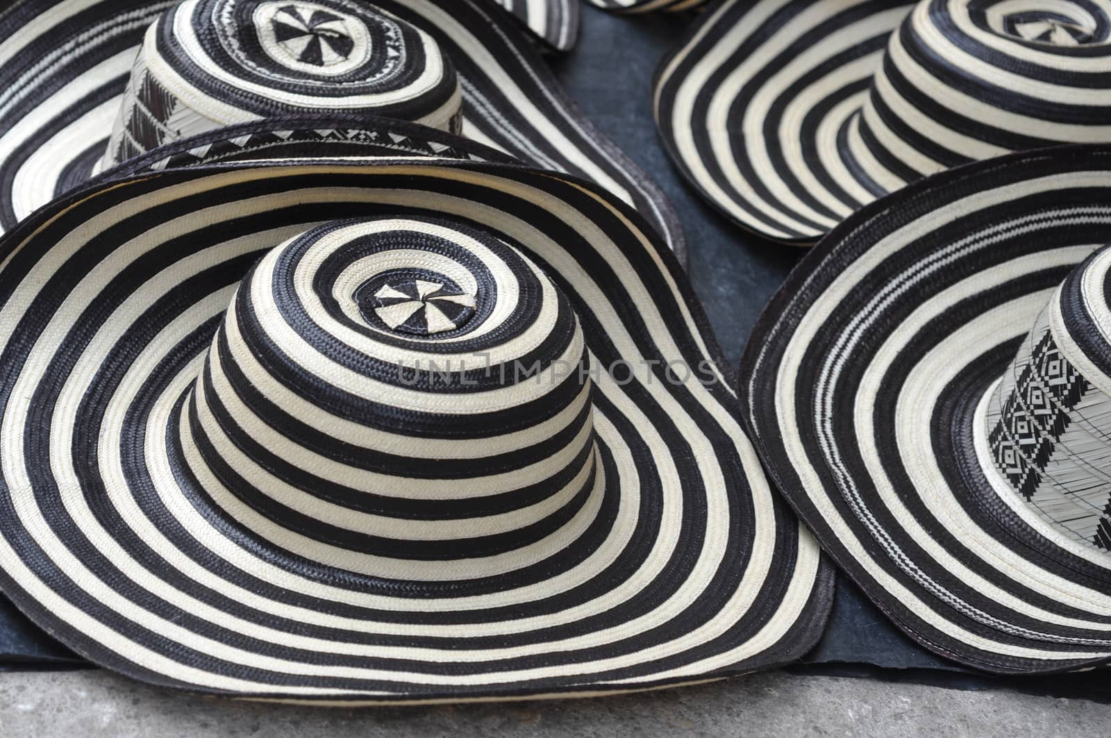 Sombreros Volteados - Typical Colombian Hats on the marketplace, Cartagena, Colombia