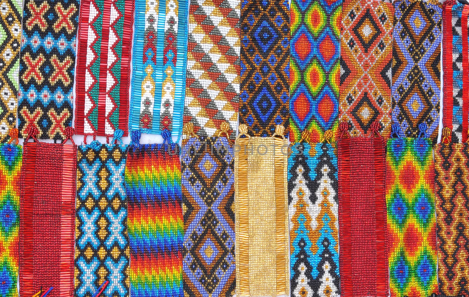 Colorful Colombian Beads bracelets on a market stall