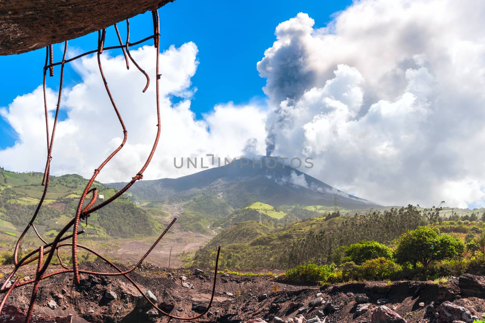 Eruption of a volcano Tungurahua, Cordillera Occidental of the A by xura