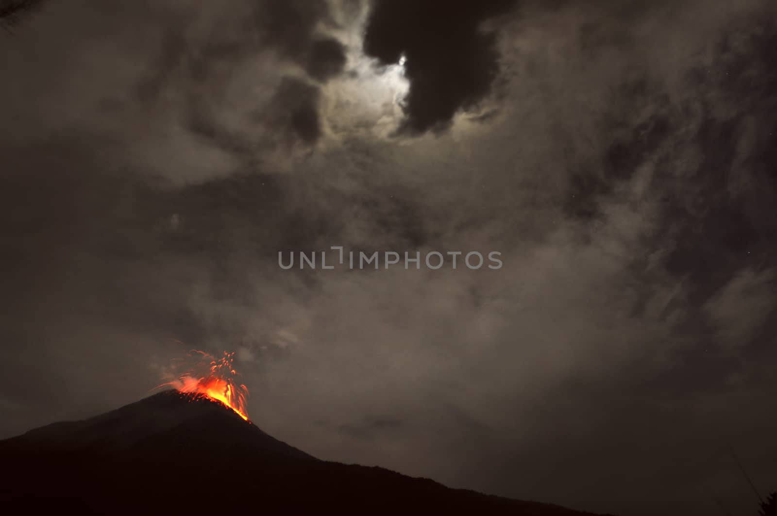 Night eruption. Tungurahua Volcano, Banos, Cordillera Occidental by xura