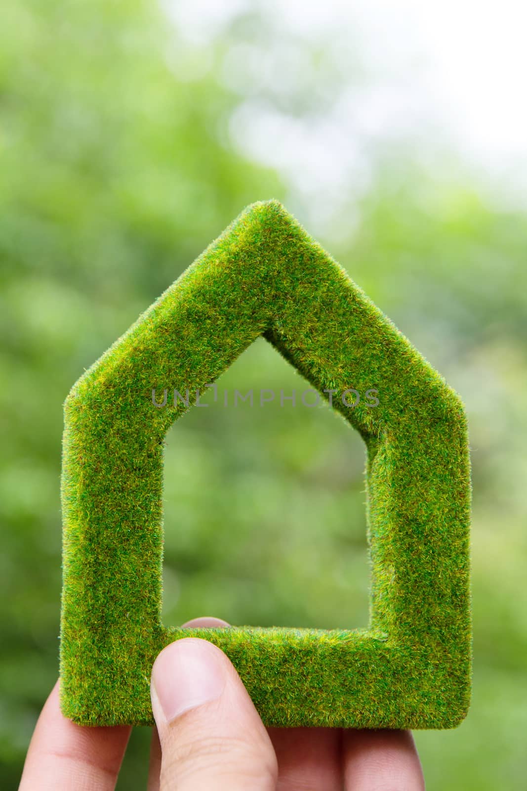 hand holding eco house icon concept by ponsulak