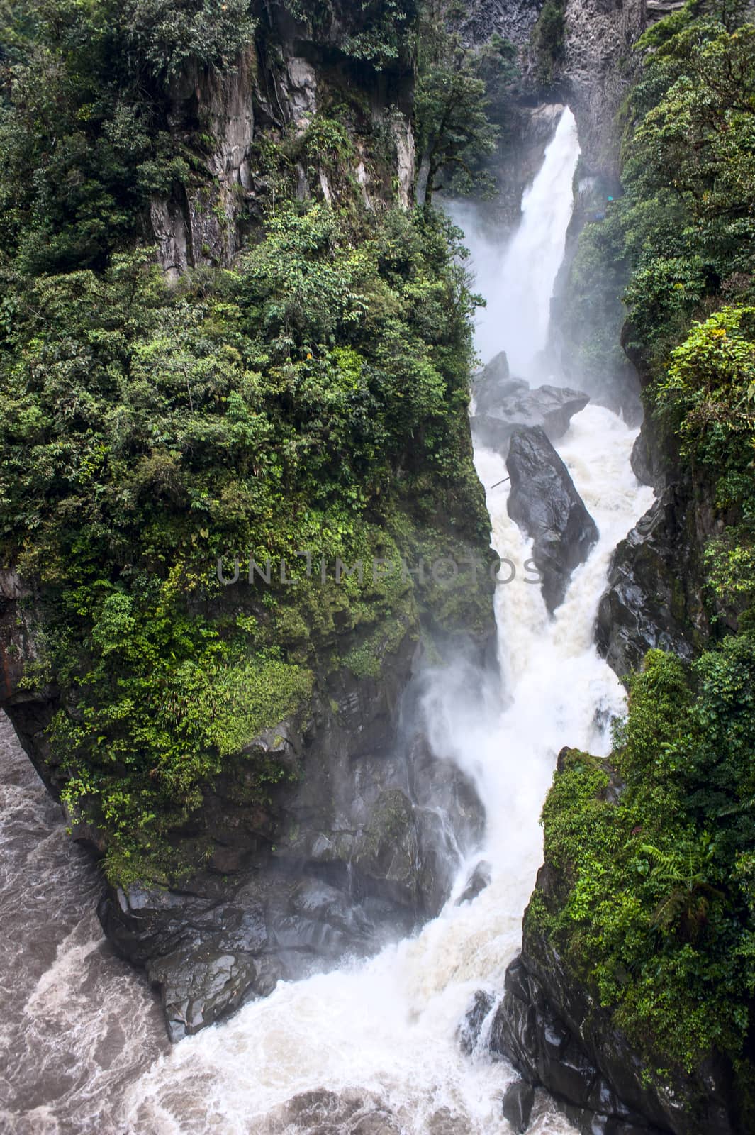 Pailon del Diablo - Mountain river and waterfall in the Andes. B by xura