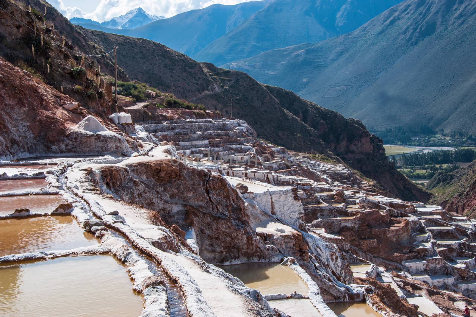 Salinas de Maras, the traditional inca salt field in Maras near Cuzco in Sacred Valley, Peru