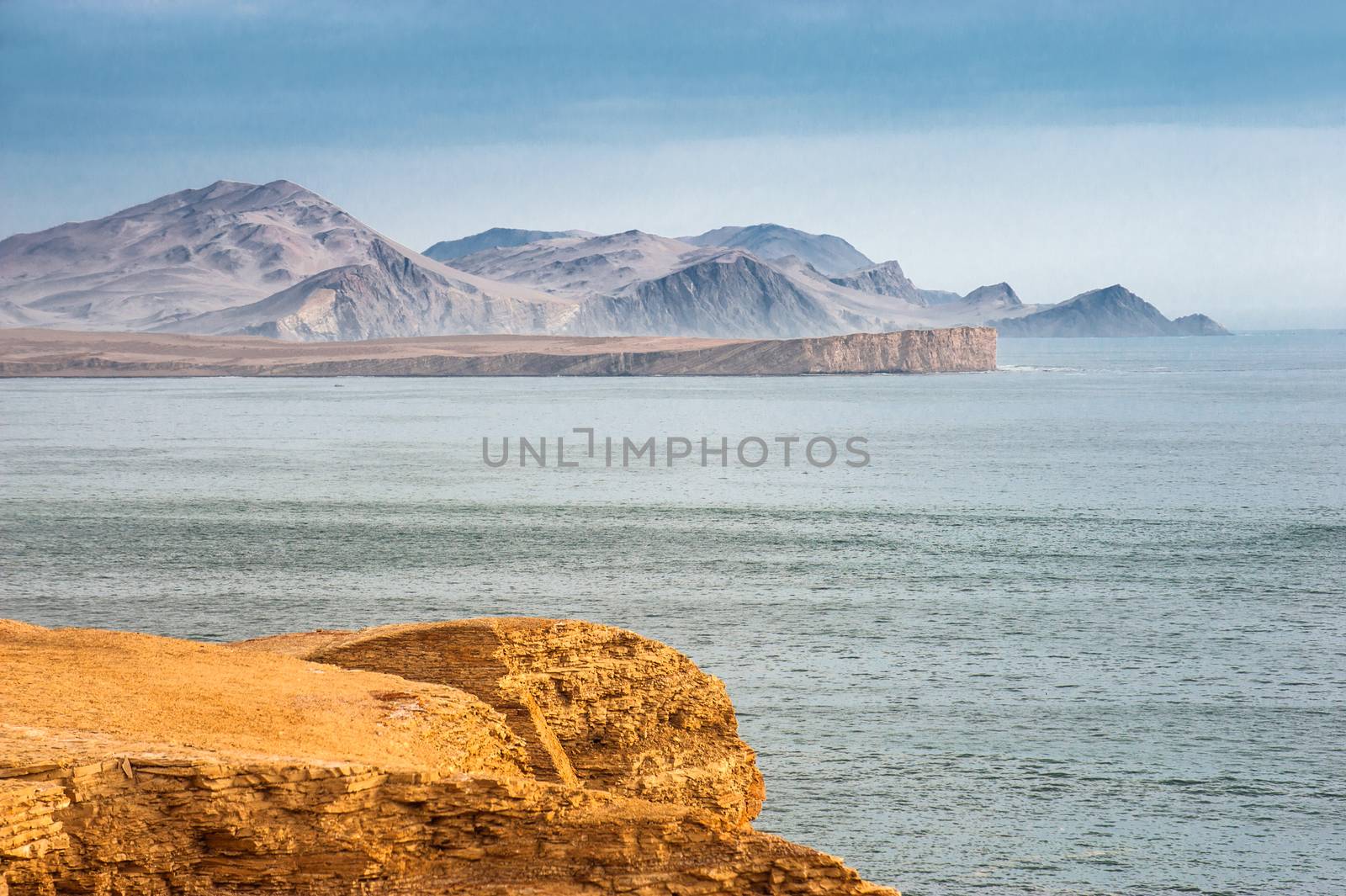 Peruvian Coastline, Rock formations at the coast, Paracas National Reserve, Paracas, Ica Region, Peru