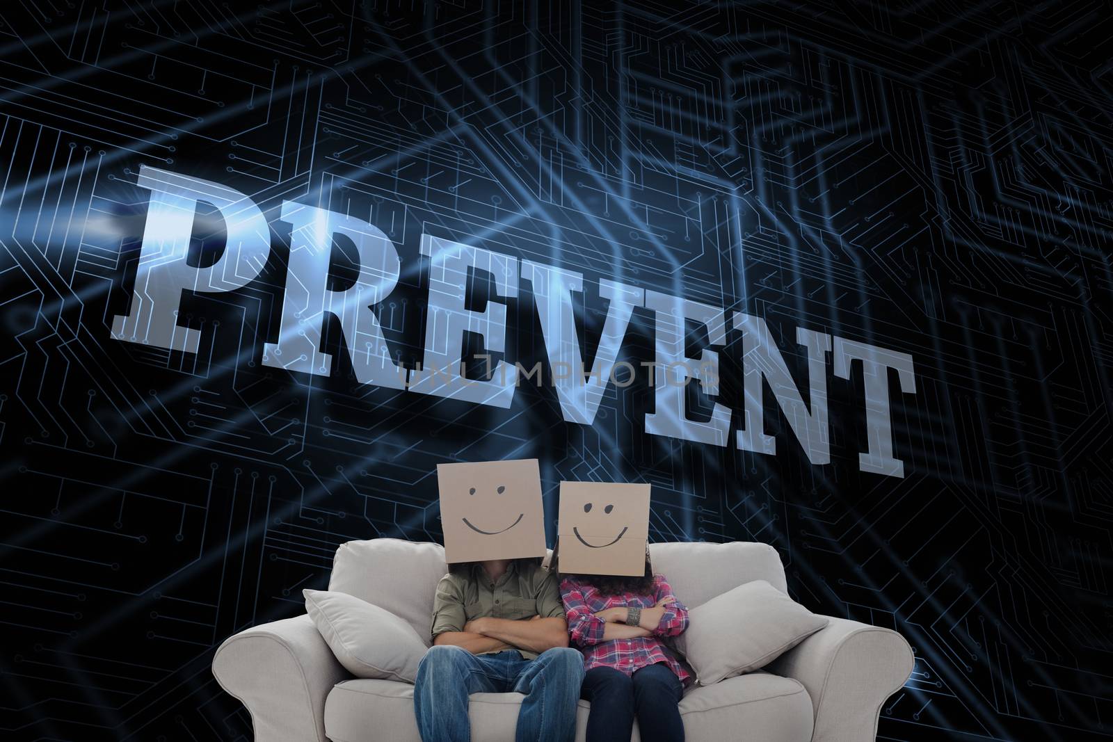 Prevent against futuristic black and blue background by Wavebreakmedia