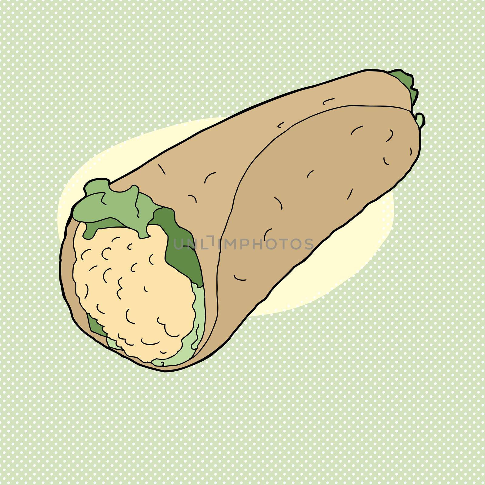 Tuna salad wrap appetizer over green background