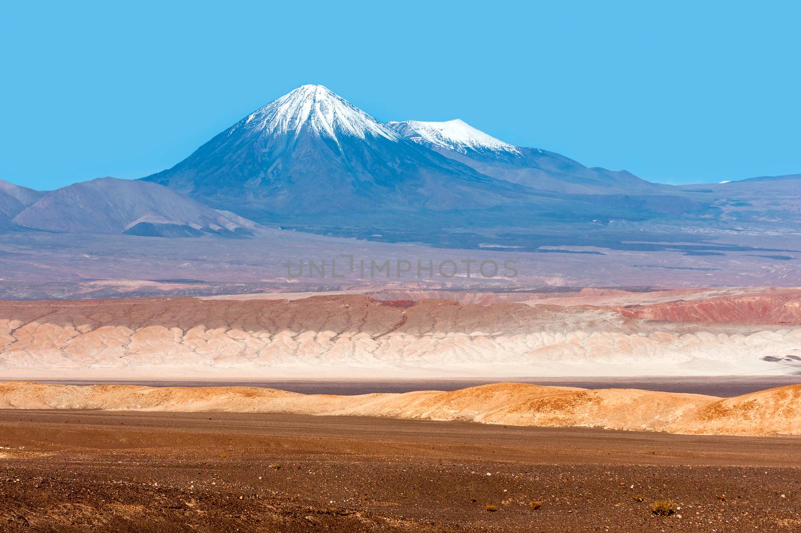 Volcanoes Licancabur and Juriques, Moon Valley, Atacama, Chile by xura