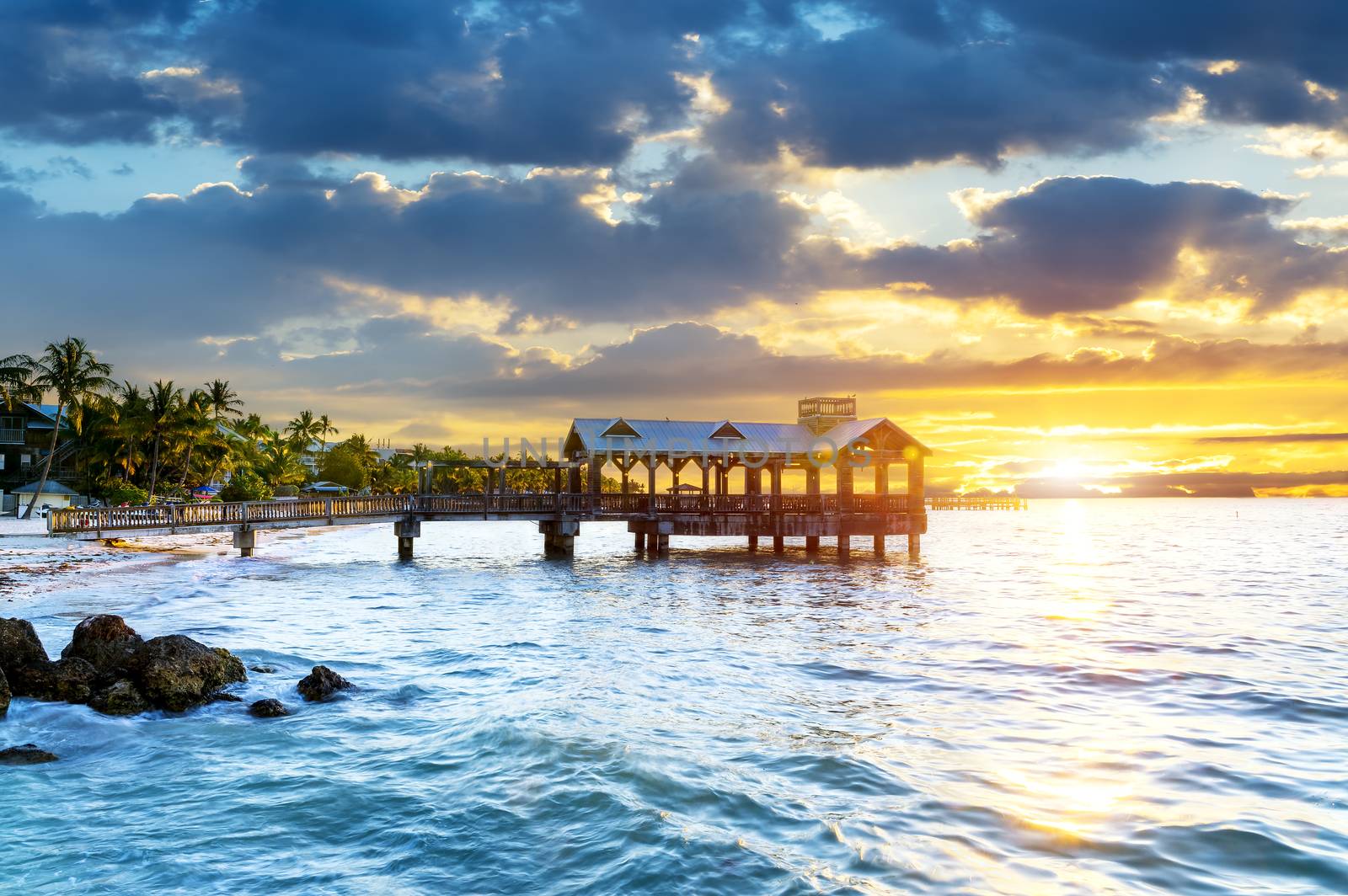 Pier at the beach in Key West, Florida USA 