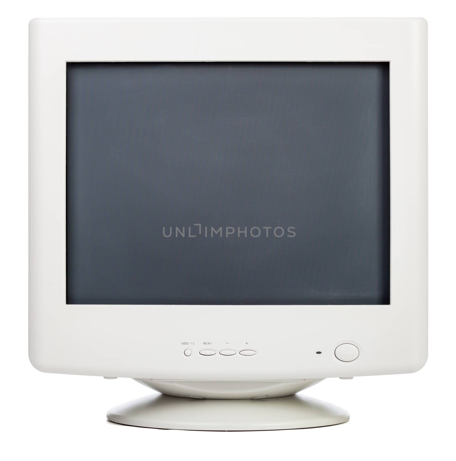 Vintage CRT computer monitor on white background