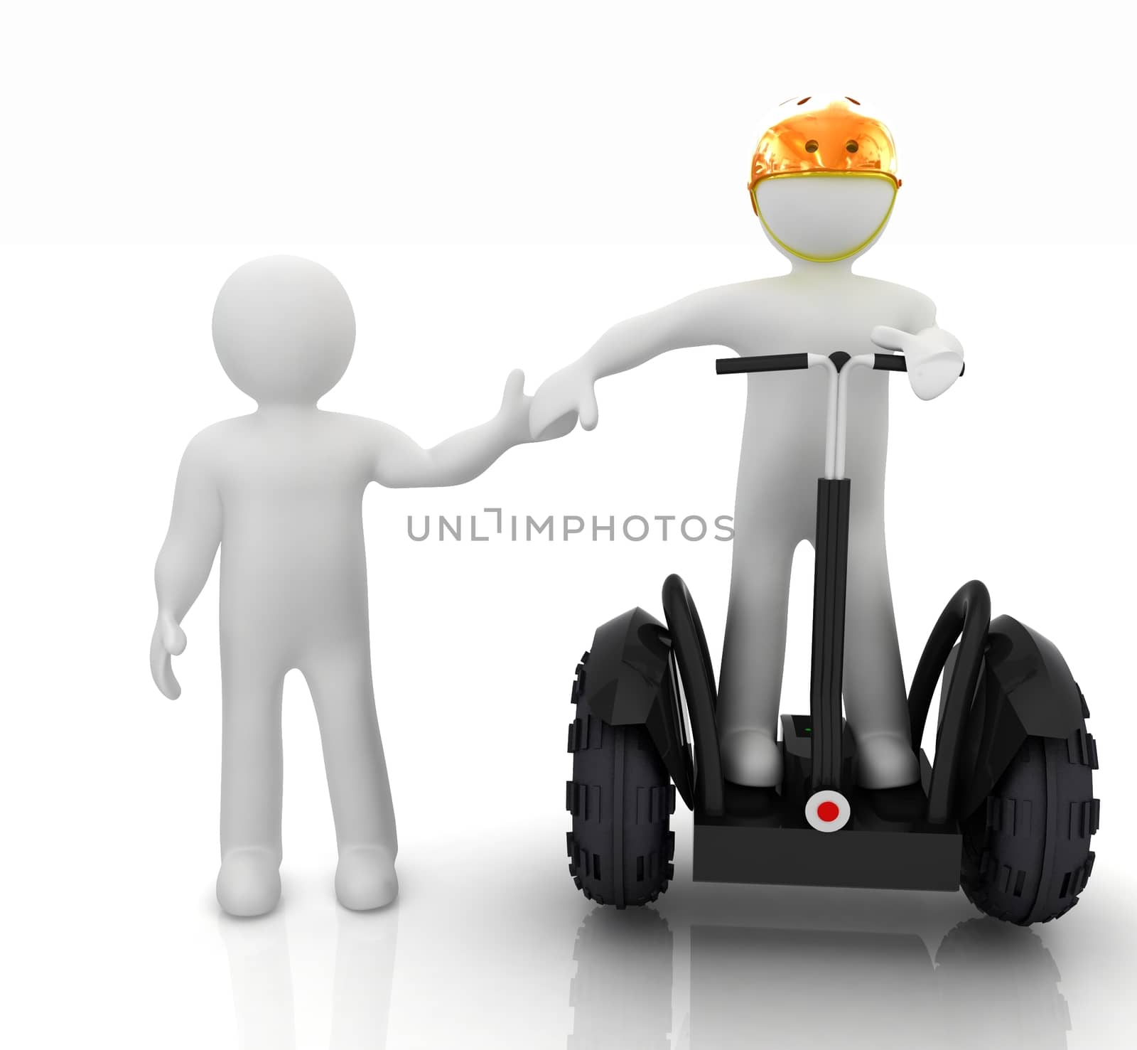 3d people in riding on a personal and ecological transport in he by Guru3D