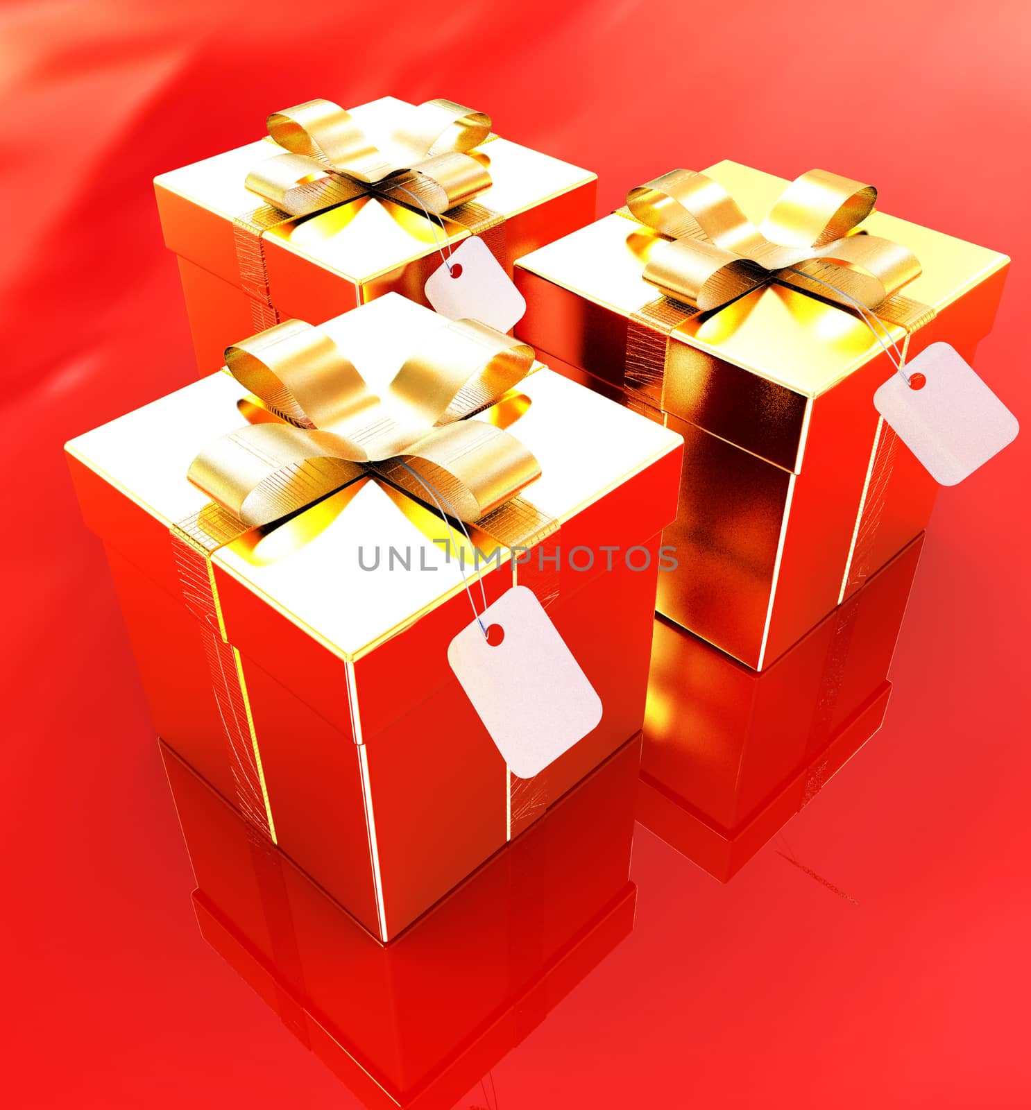 Bright christmas gifts on a white background