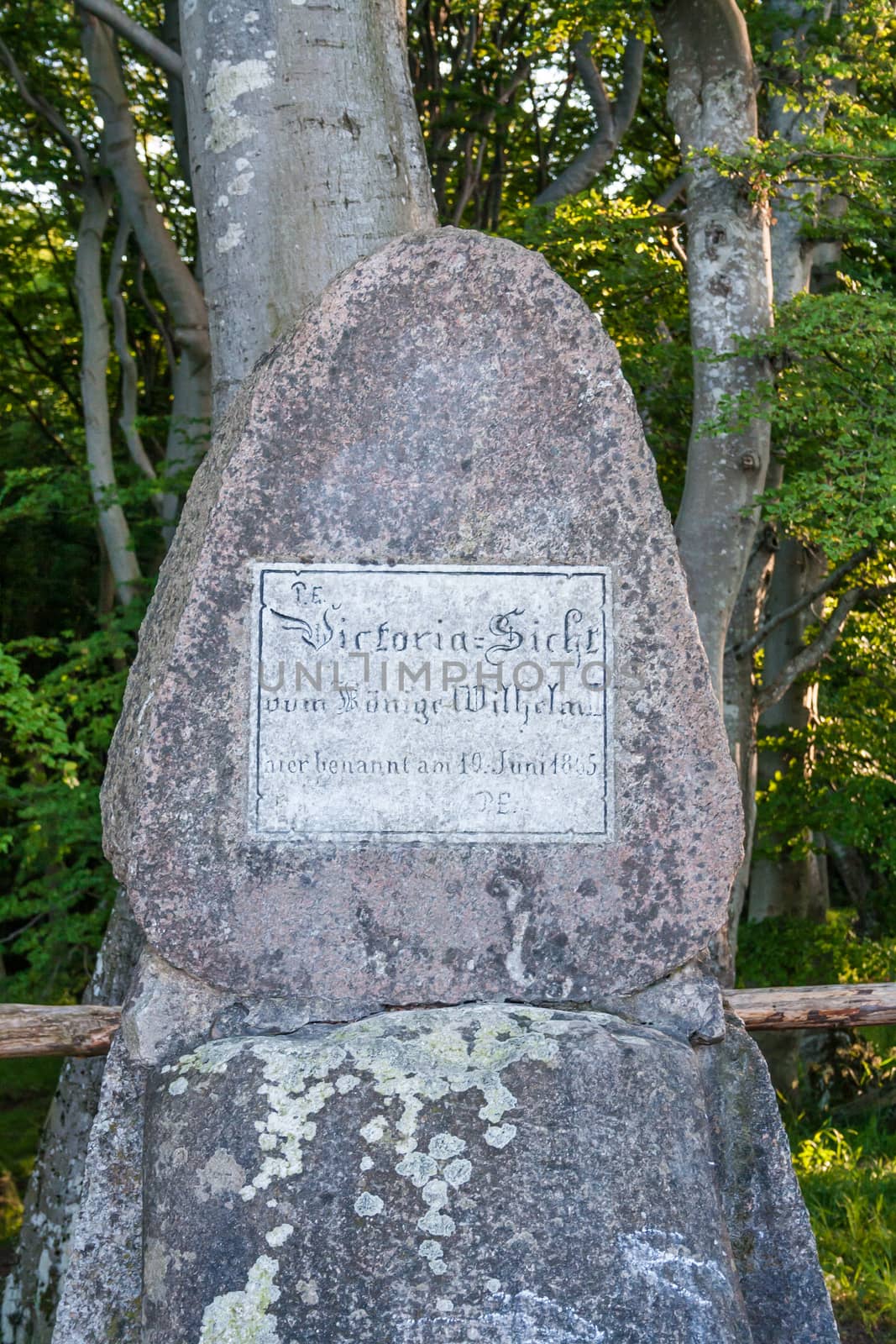 Victoriasicht memorial stone in the national park Jasmund