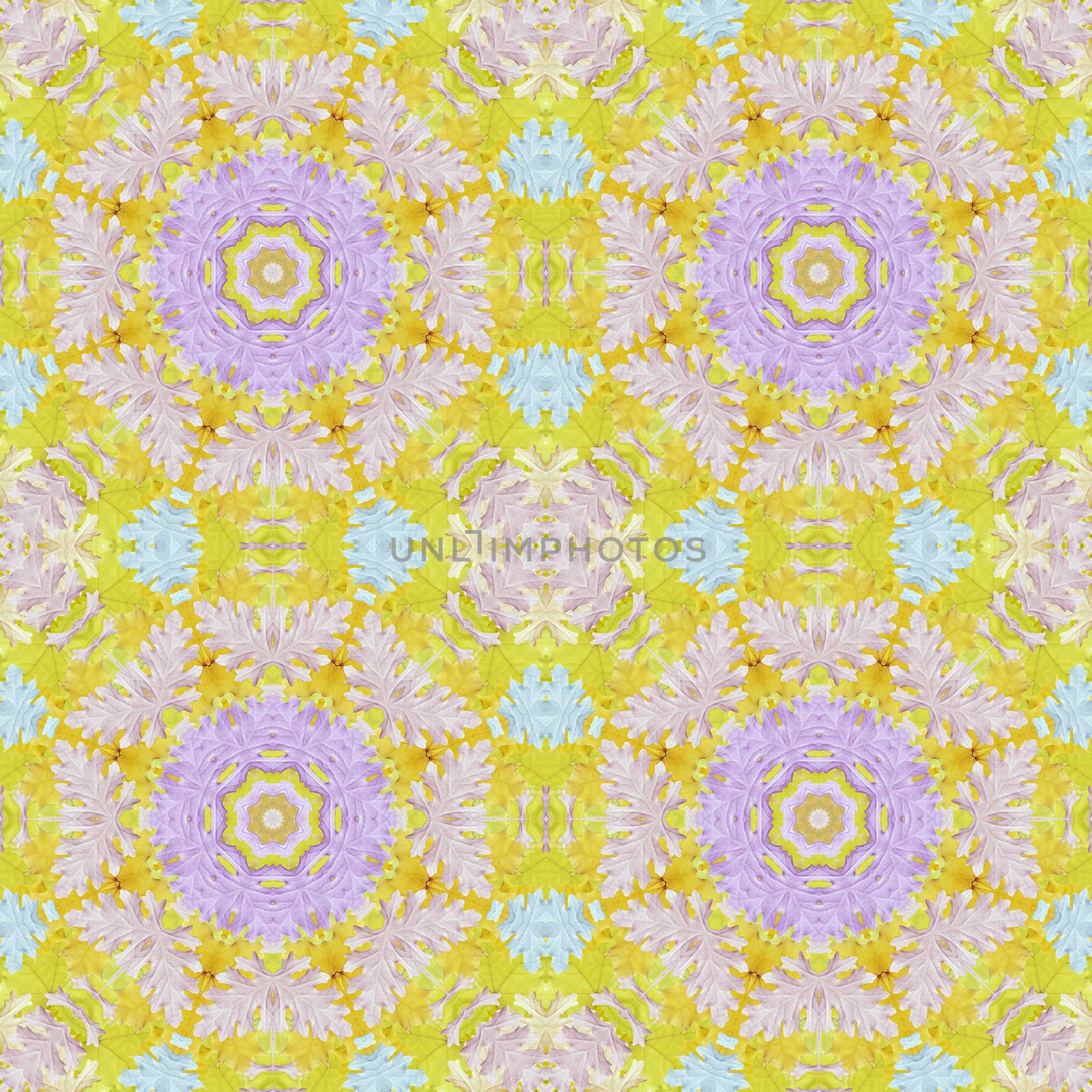 Artistic background, abstract seamless floral pattern with colorful leaves of plants