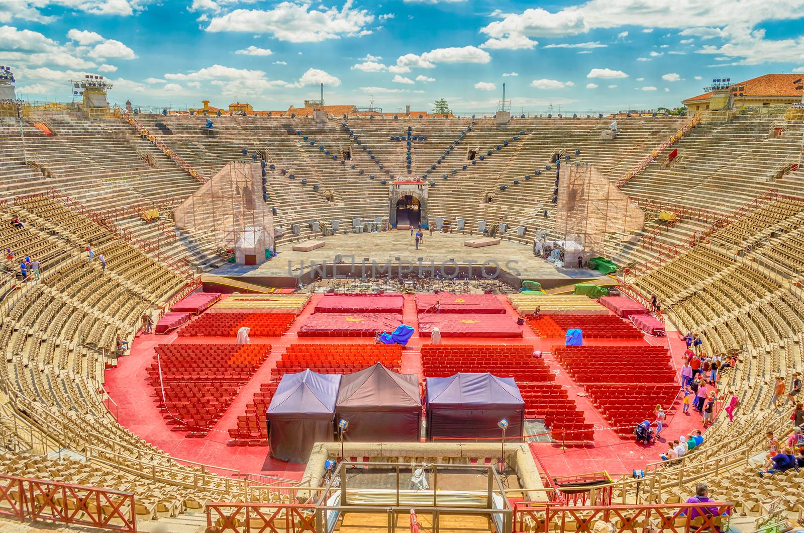 VERONA, ITALY - CIRCA MAY 2014: the Arena di Verona, Italy, circa May 2014. Built by the Romans in the 1st century AD, it is worldwide famous for the large-scale opera performances still given there