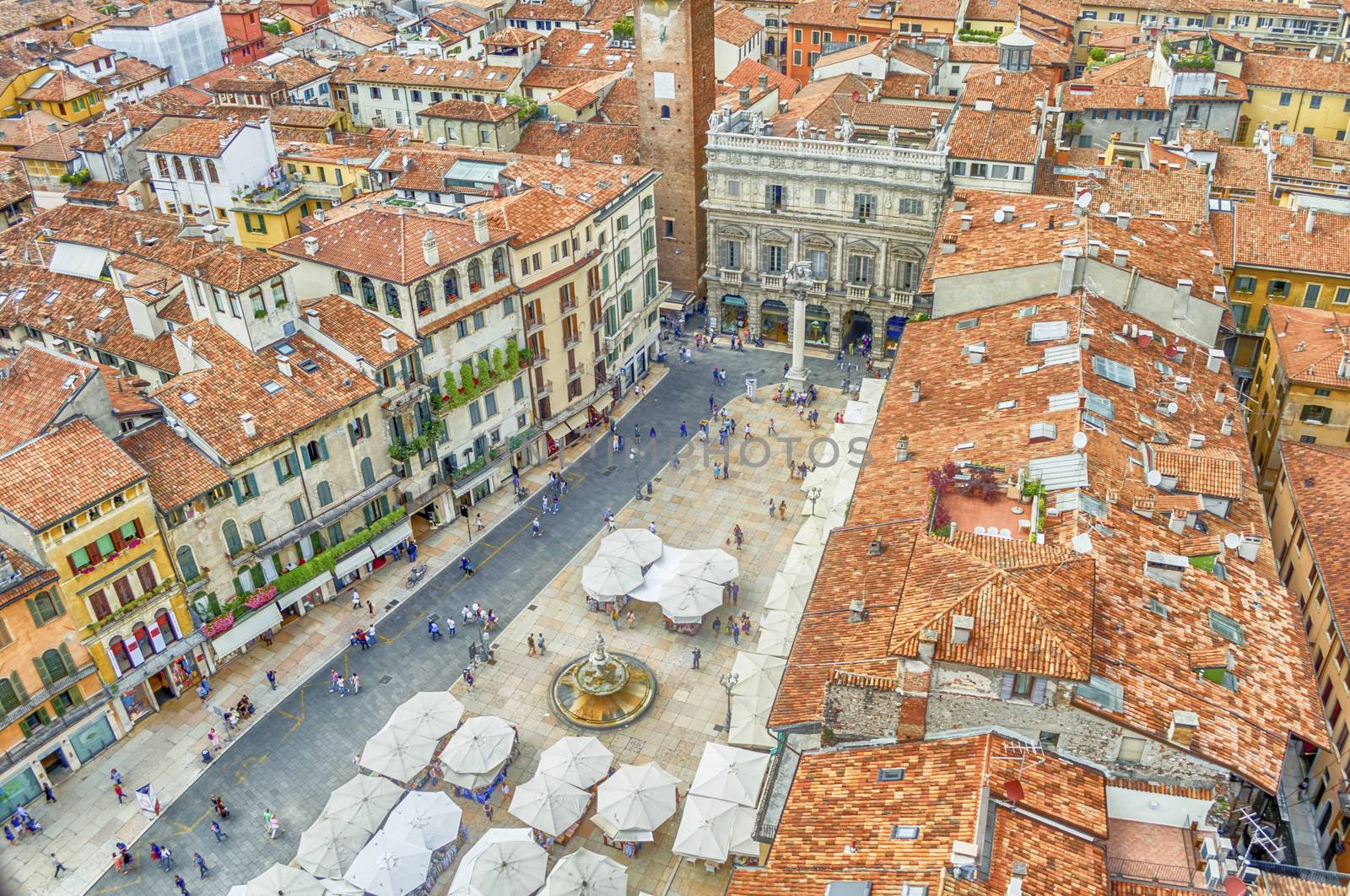 View over Piazza delle Erbe (Market's square), Verona by marcorubino