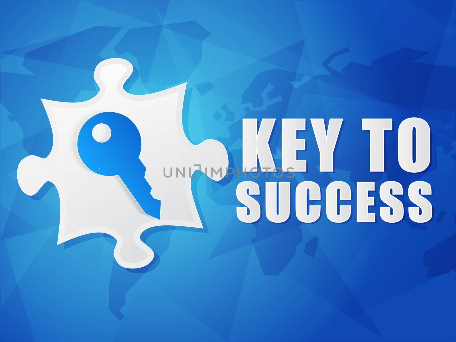 key to success and puzzle piece with key sign, flat design by marinini