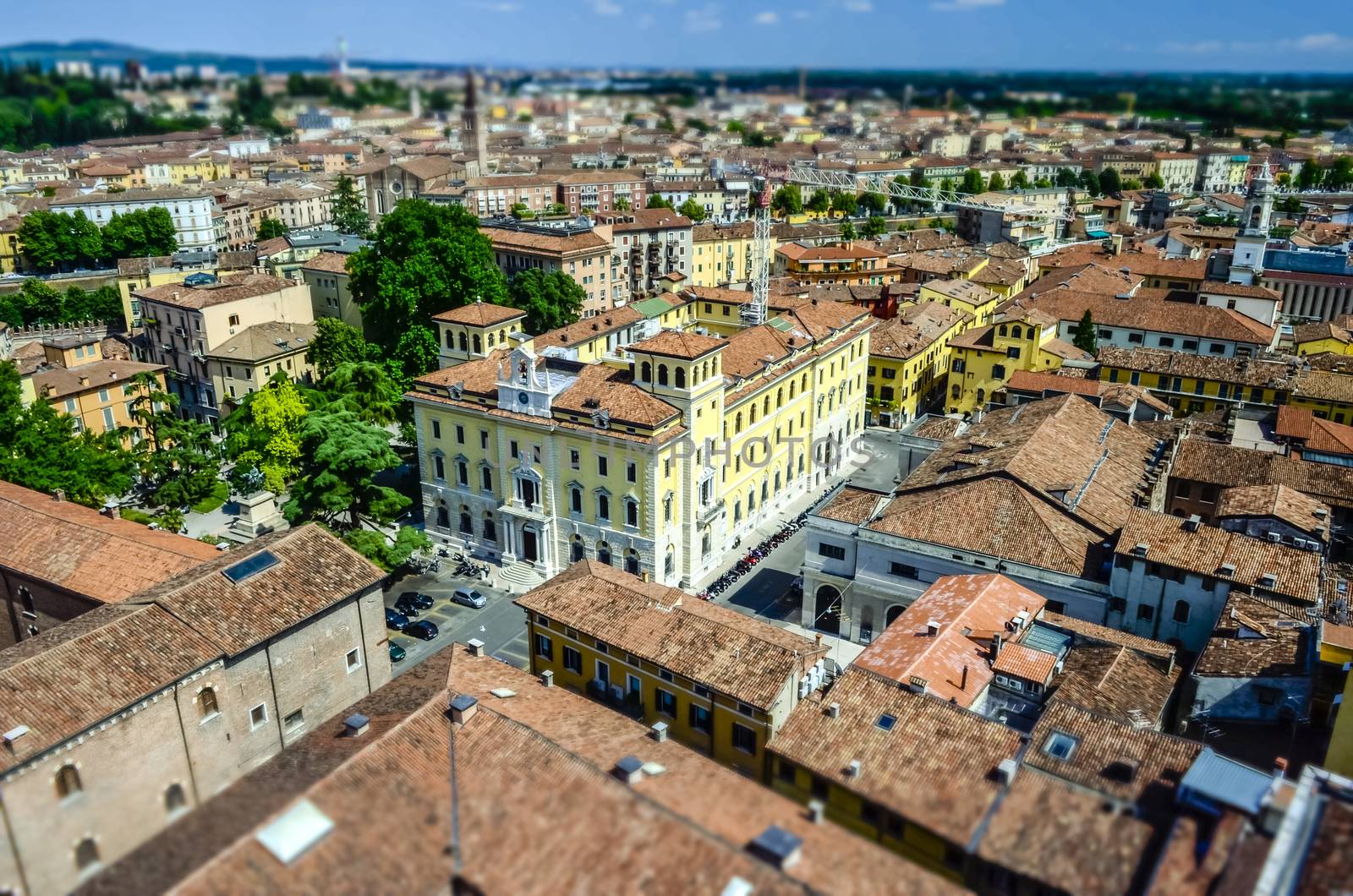 Panoramic View Over central Verona from Lamberti Tower
