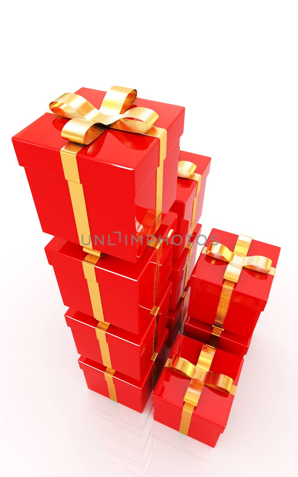 Bright christmas gifts on a white background 