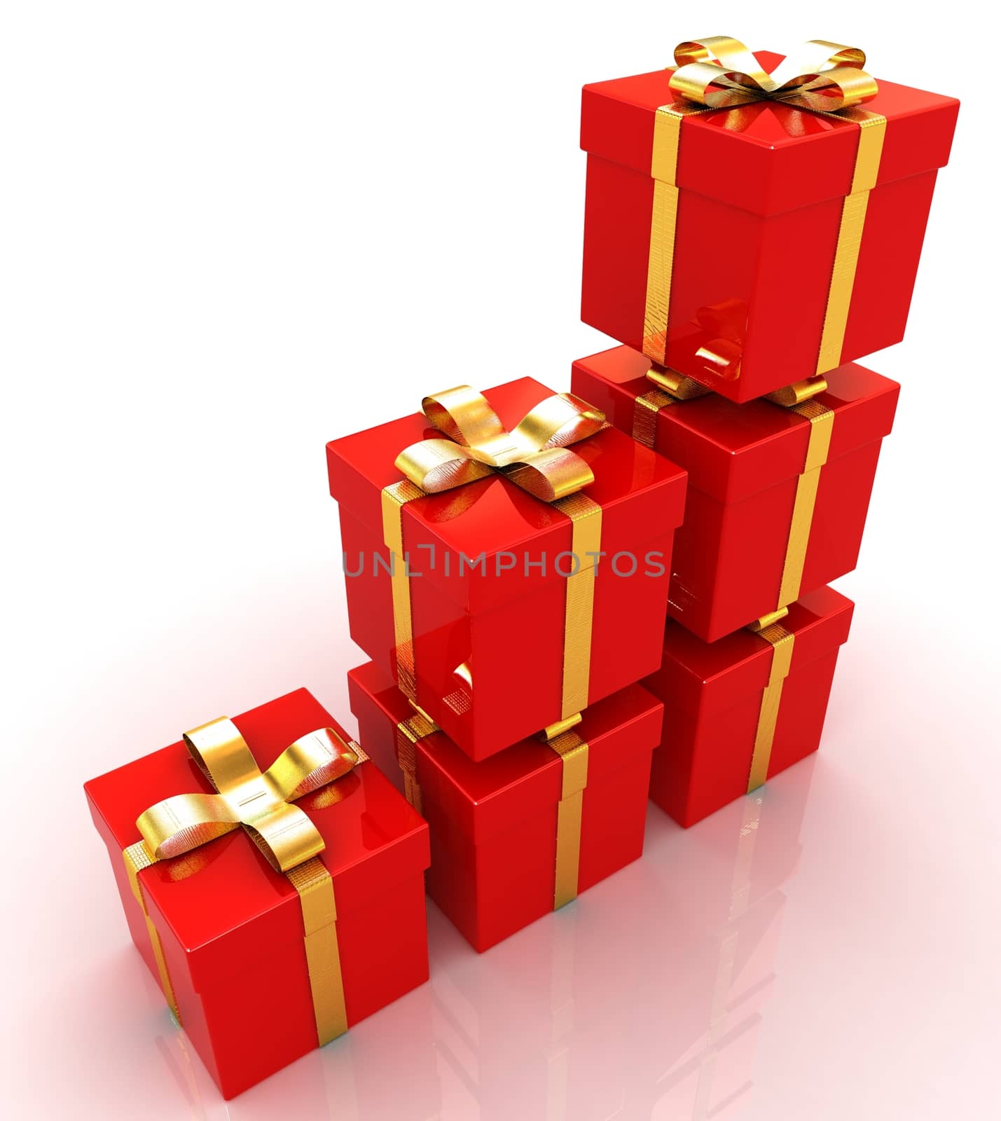 Bright christmas gifts on a white background 