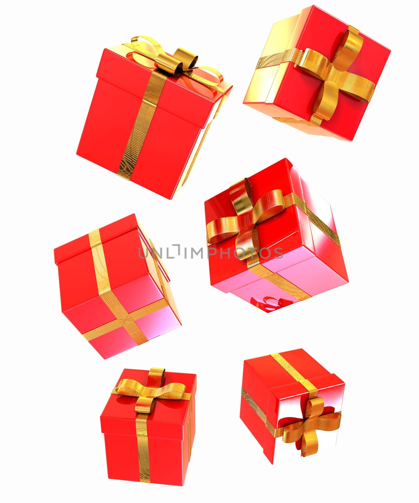 Bright christmas gifts on a white background 