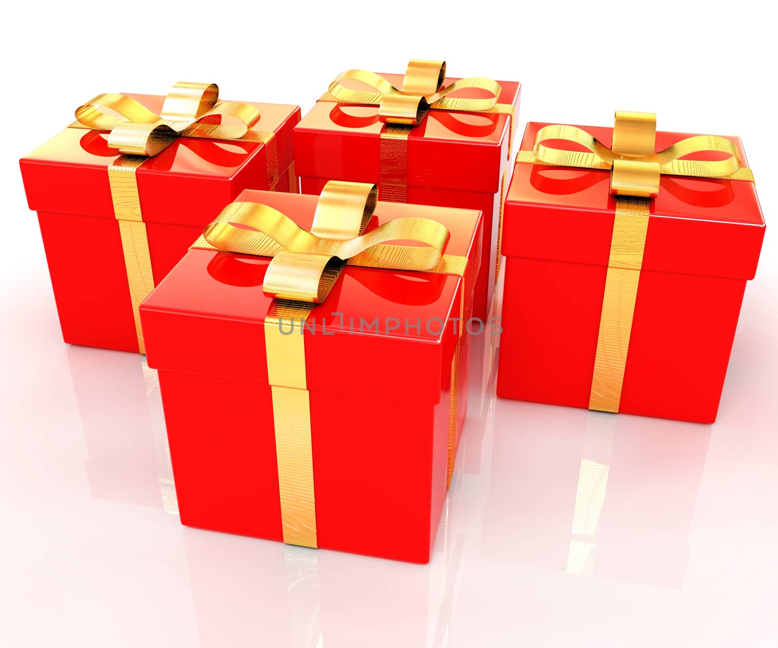 Bright christmas gifts on a white background 