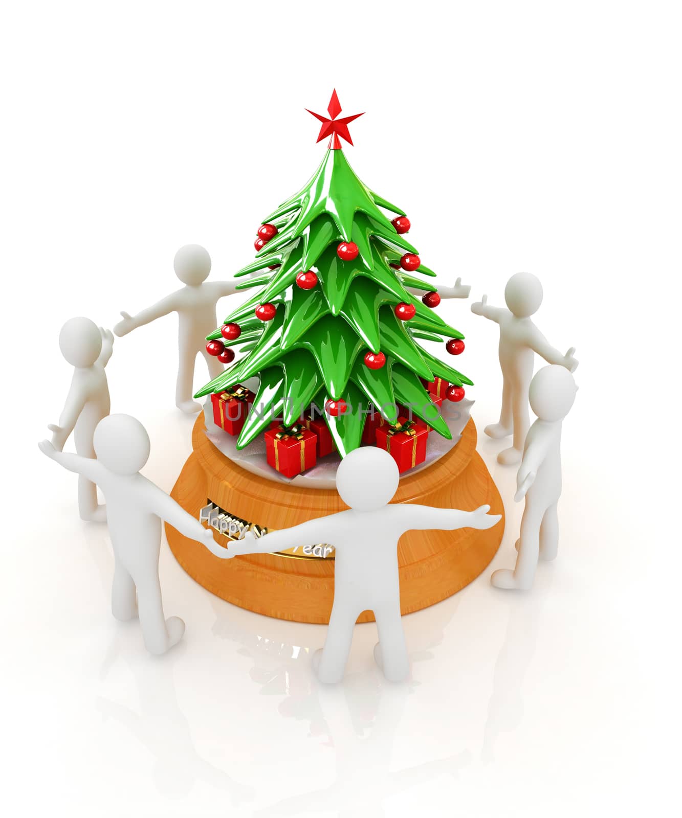 3D human around gift and Christmas tree by Guru3D