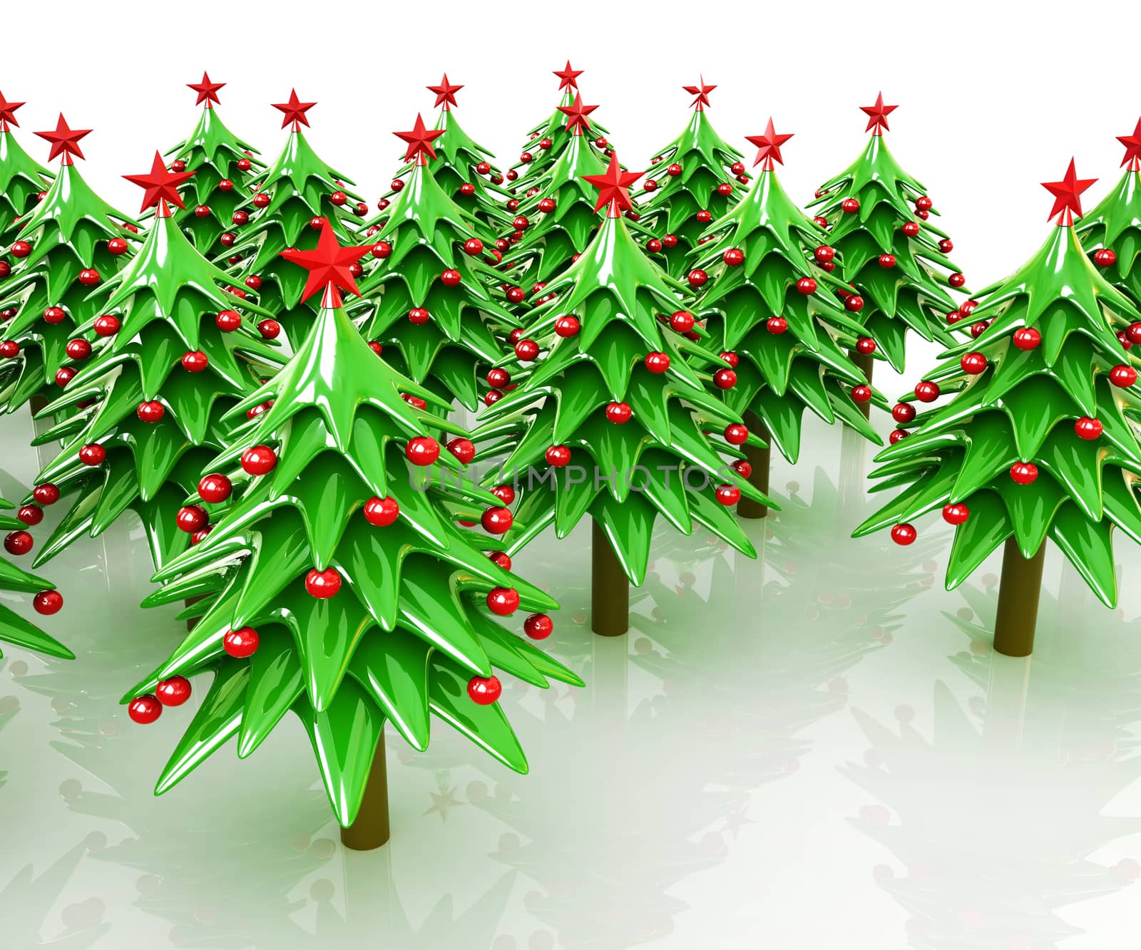 Christmas trees on a white background 