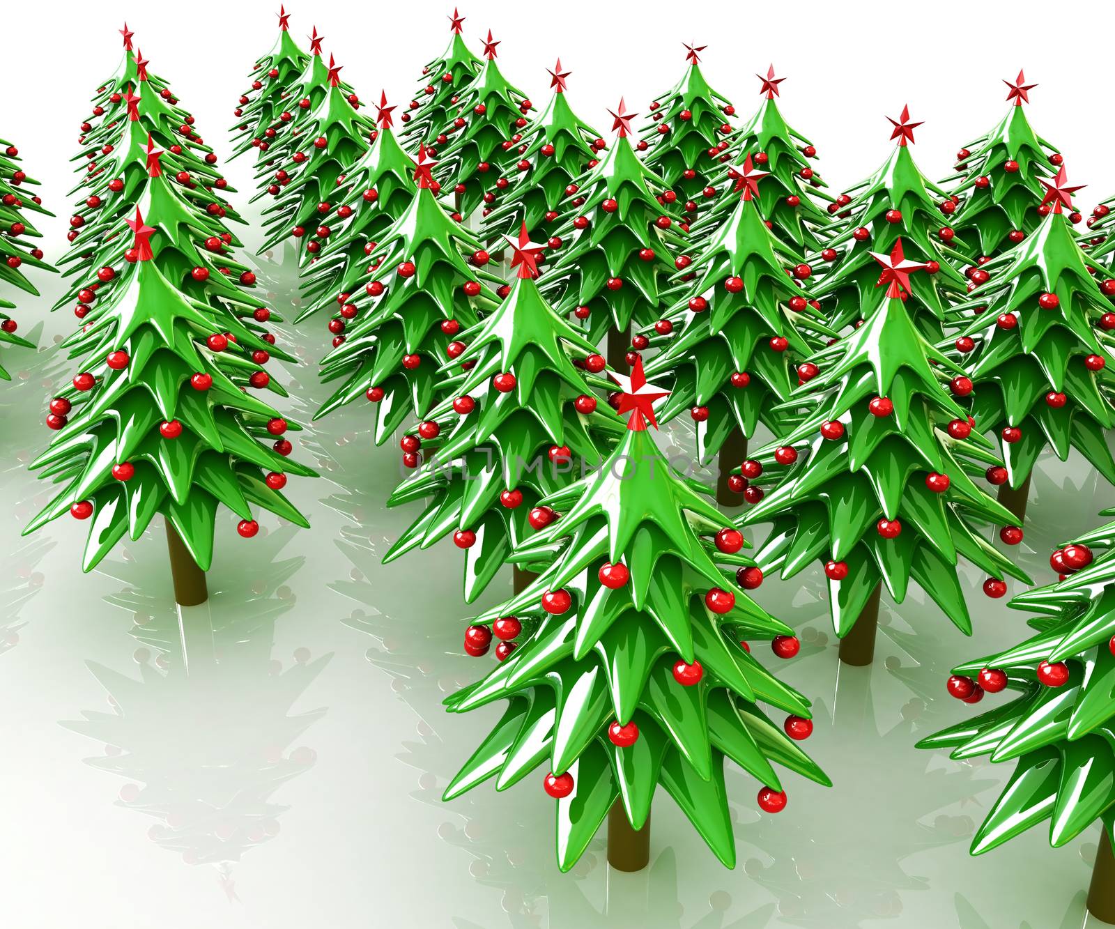 Christmas trees on a white background 