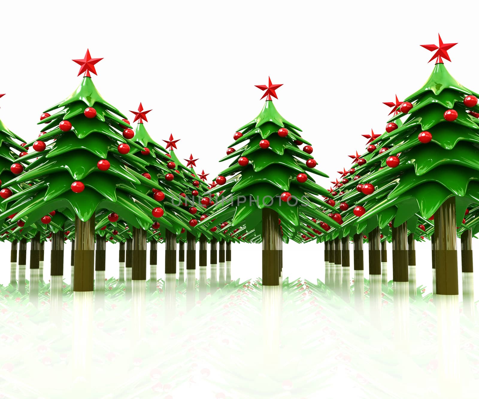 Christmas trees on a white background 